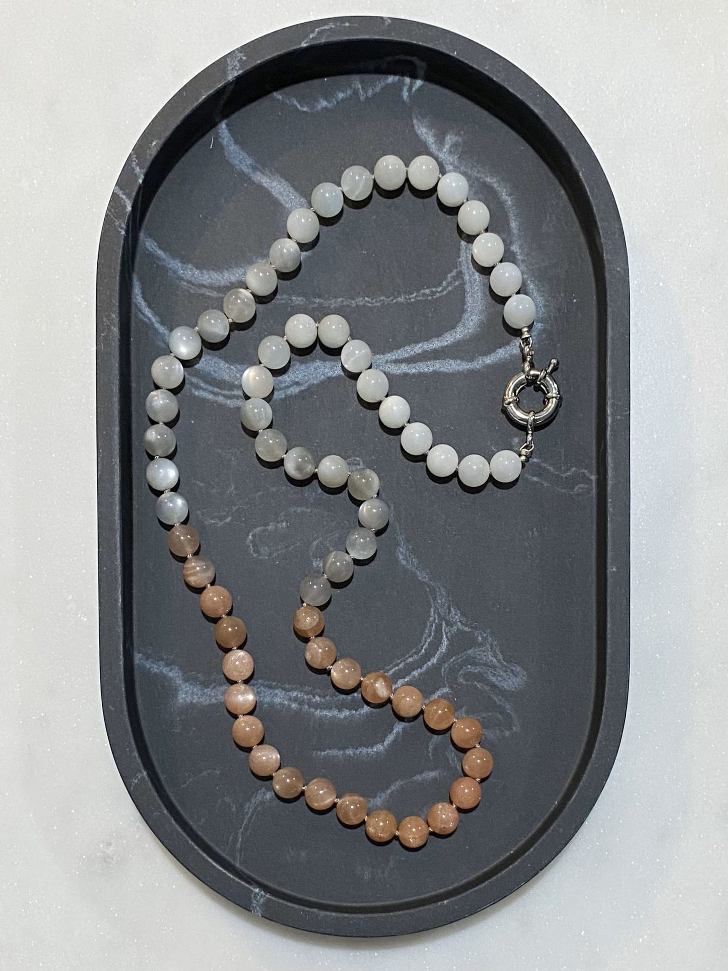 8mm Multi-Color Moonstone Necklace