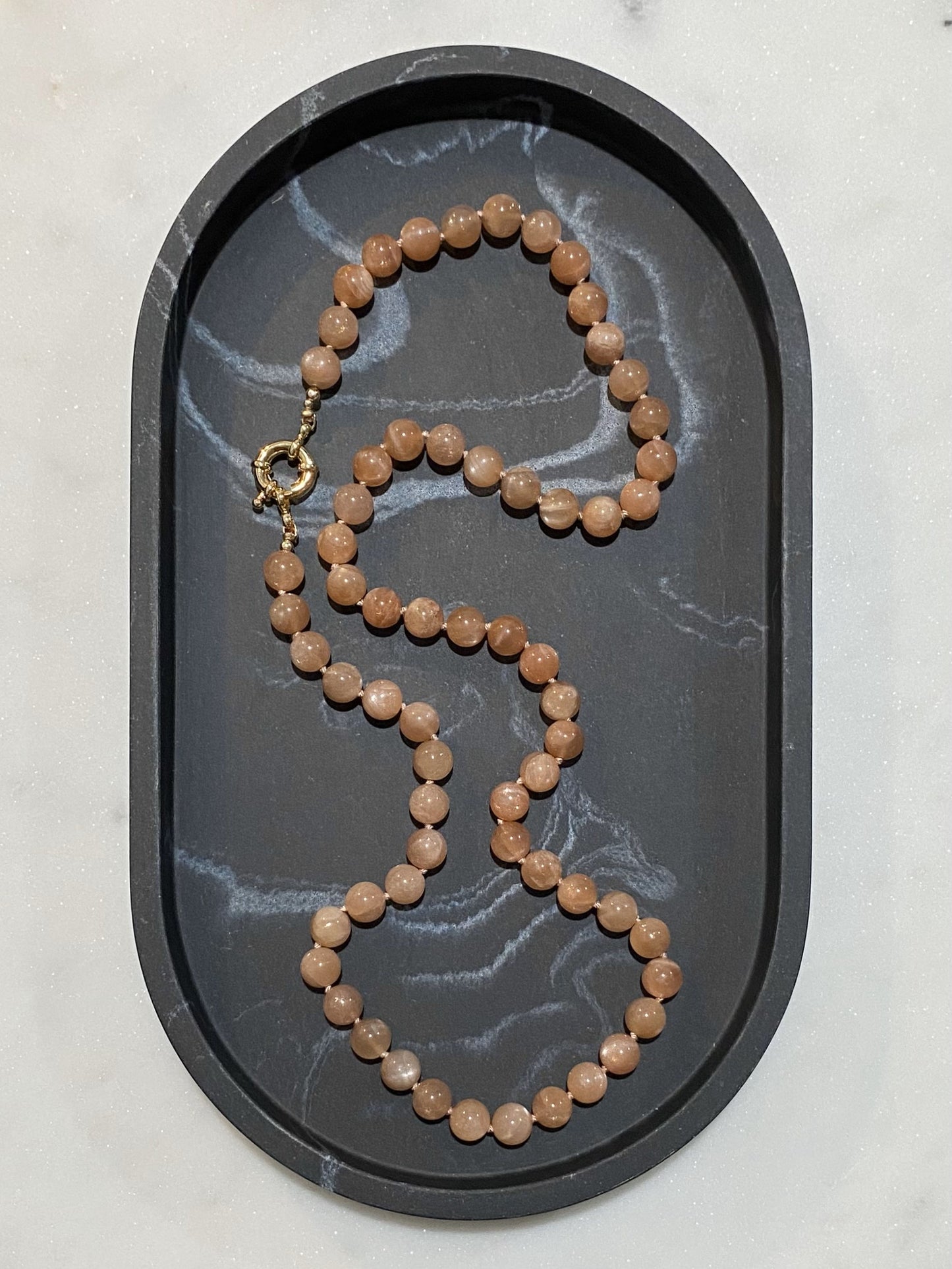 8mm AAA Grade Orange Sunstone Necklace