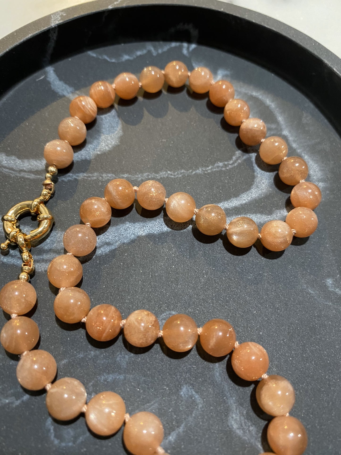 8mm AAA Grade Orange Sunstone Necklace