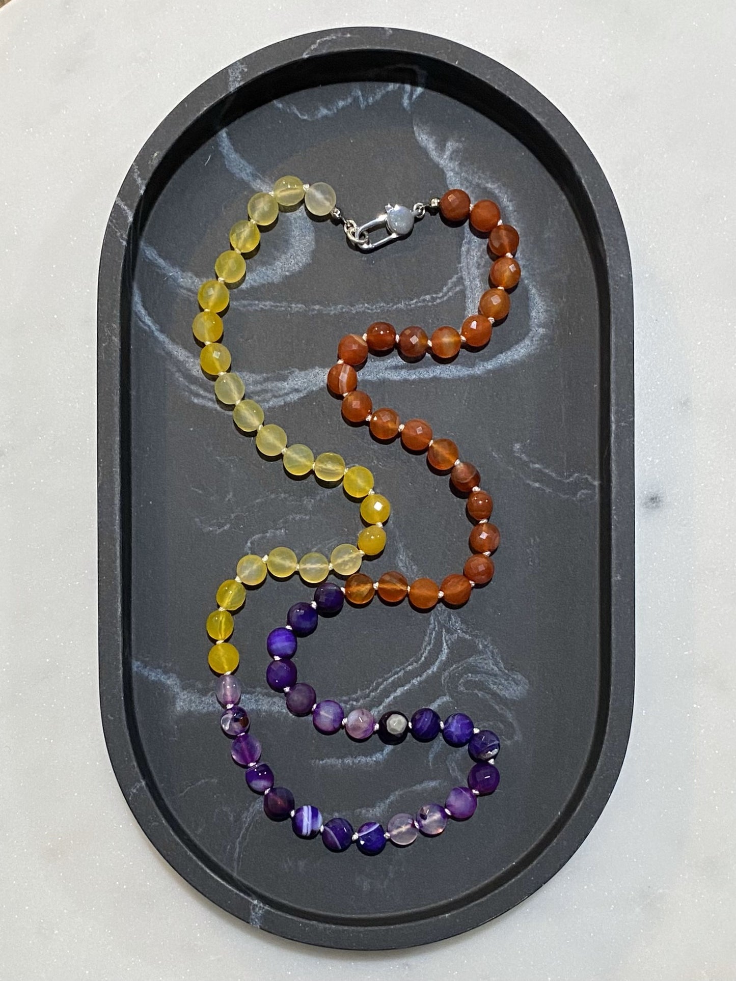 8mm Multicolored Faceted Agate Necklace
