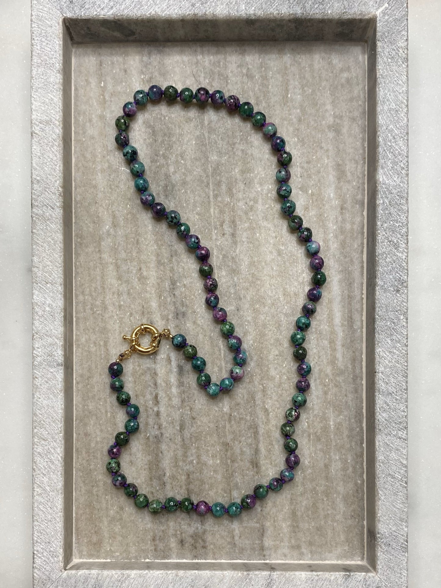 6mm Ruby in Zoisite Necklace