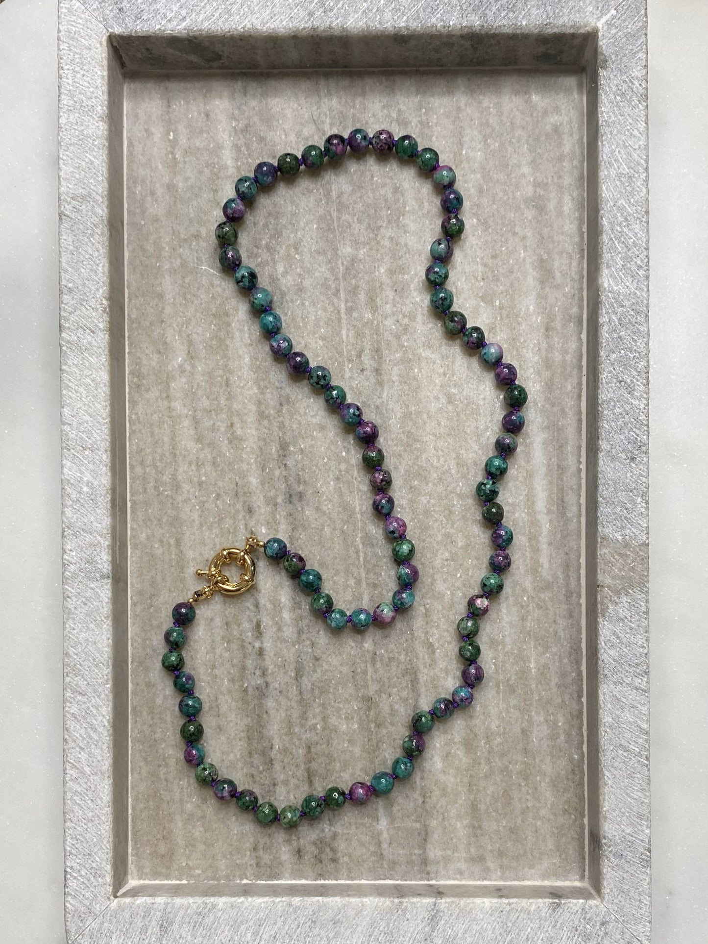 6mm Ruby in Zoisite Necklace