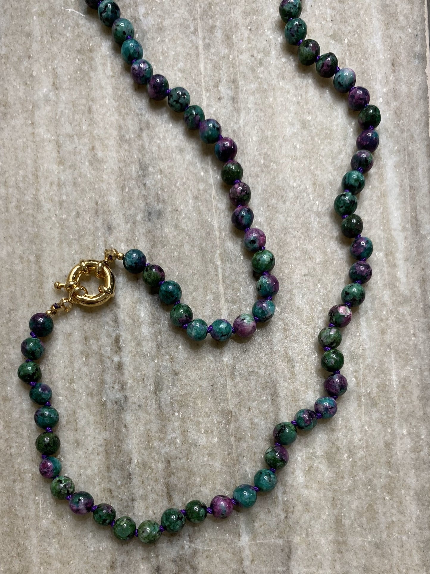 6mm Ruby in Zoisite Necklace