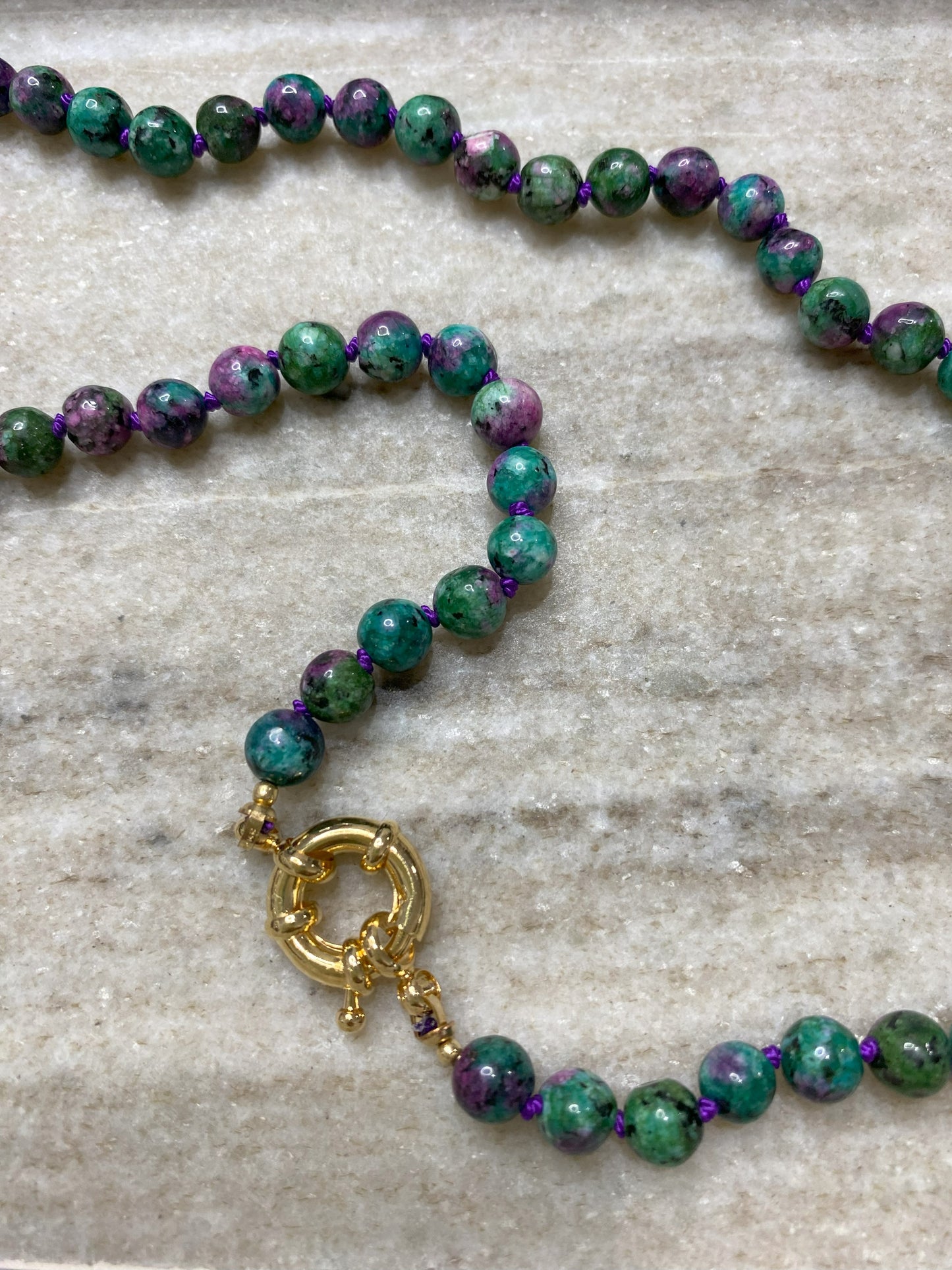 6mm Ruby in Zoisite Necklace