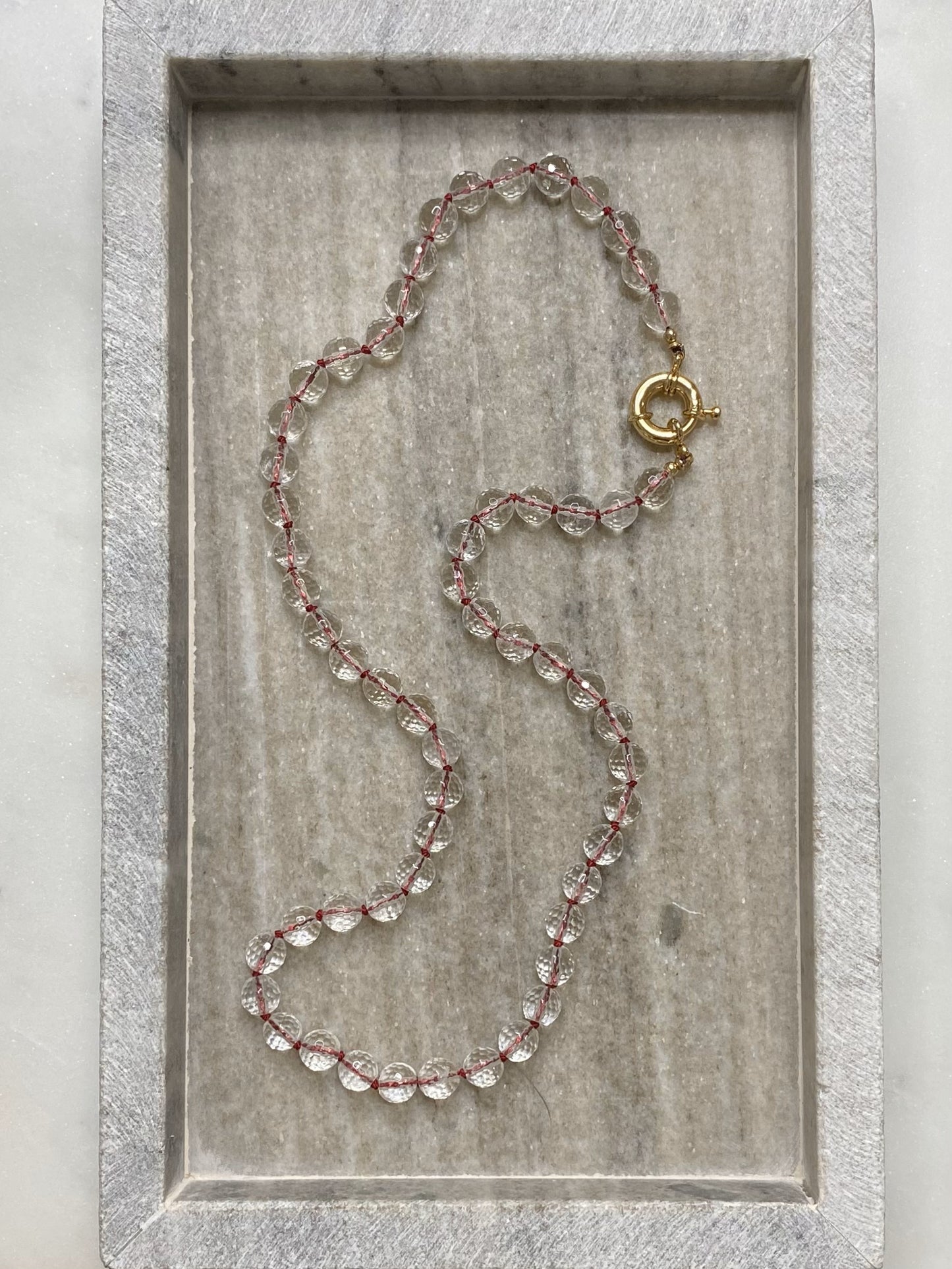 8mm Micro-Faceted Quartz Necklace