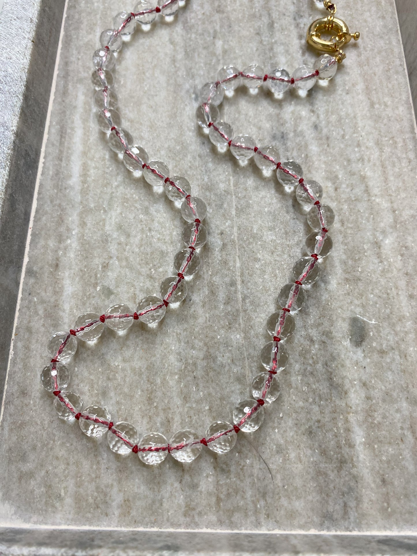 8mm Micro-Faceted Quartz Necklace