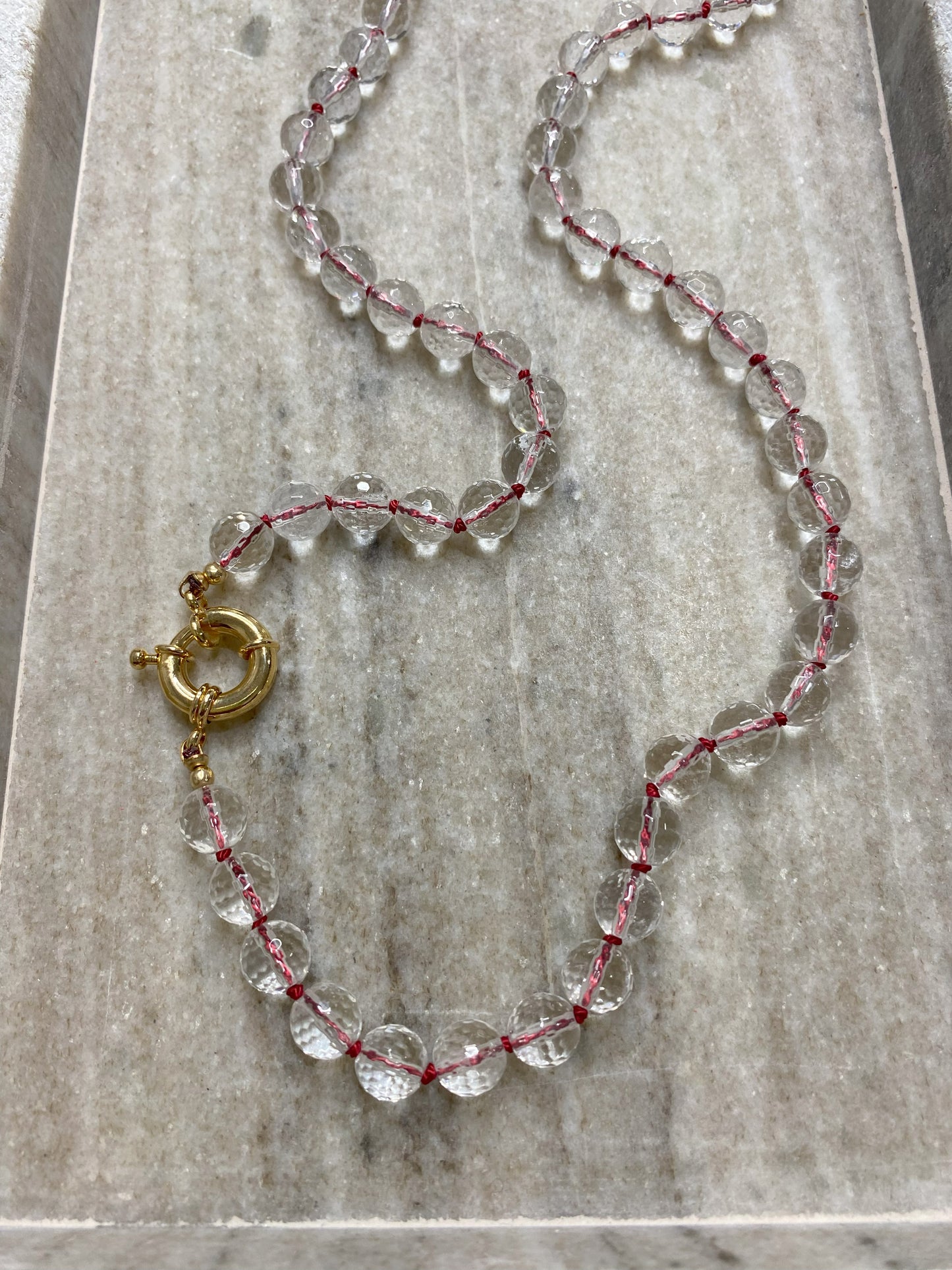 8mm Micro-Faceted Quartz Necklace