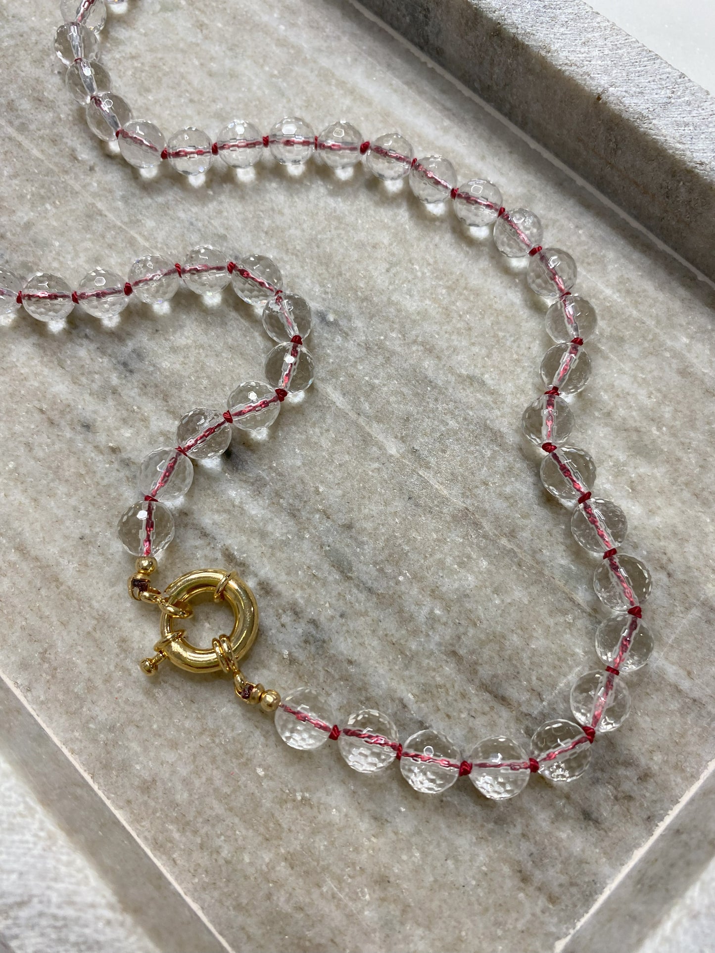8mm Micro-Faceted Quartz Necklace