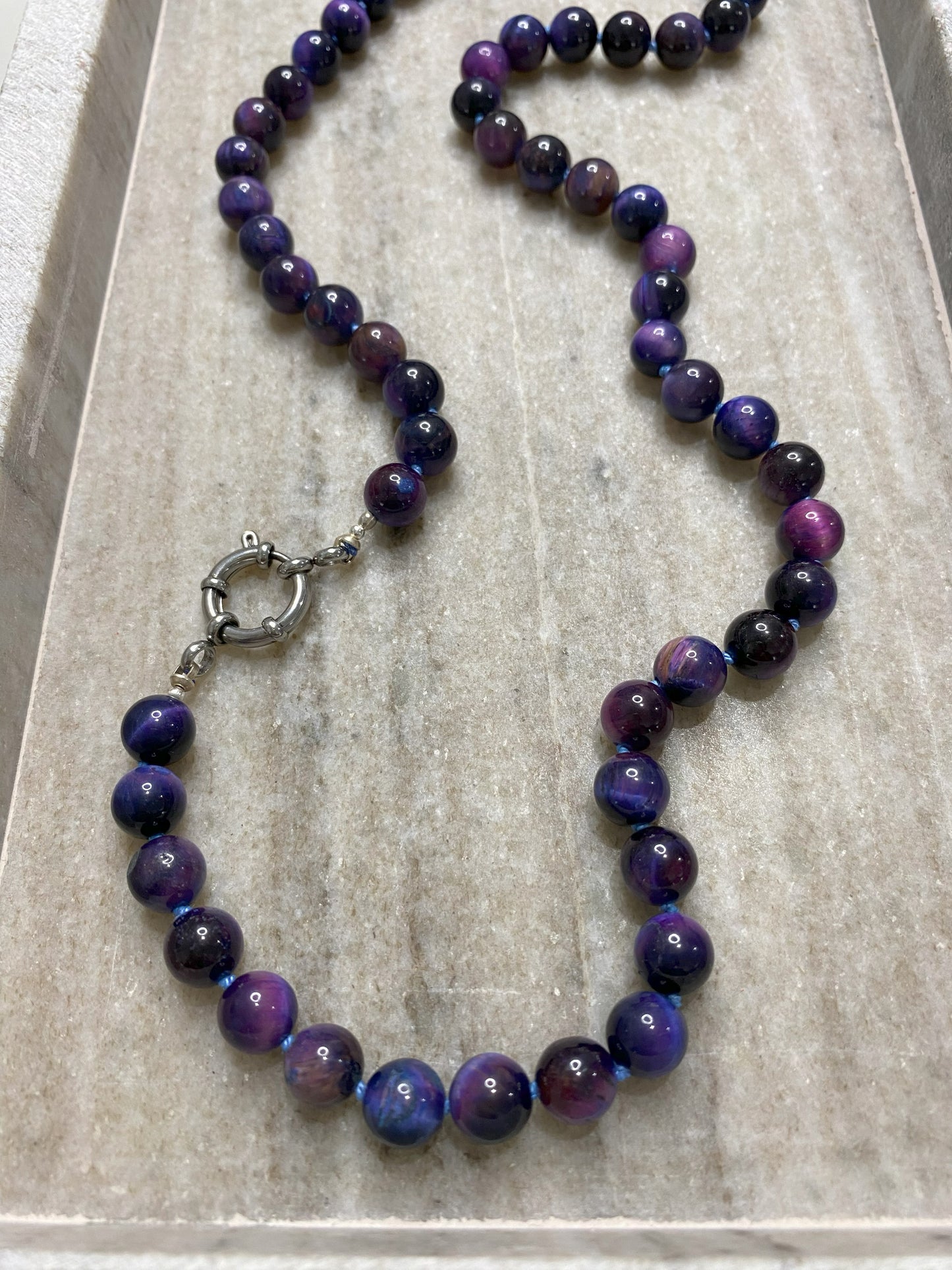 8mm Galaxy Tiger's Eye Necklace