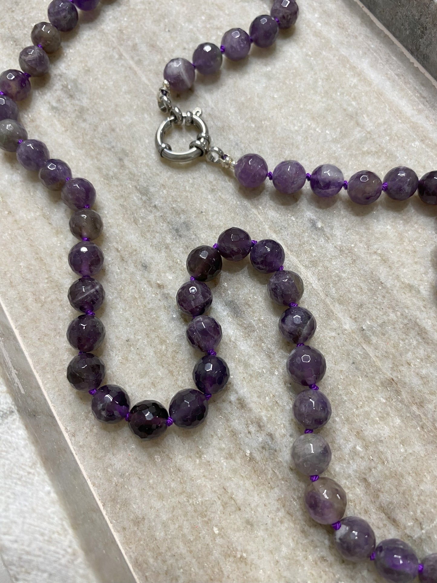 8mm Faceted Amethyst Necklace