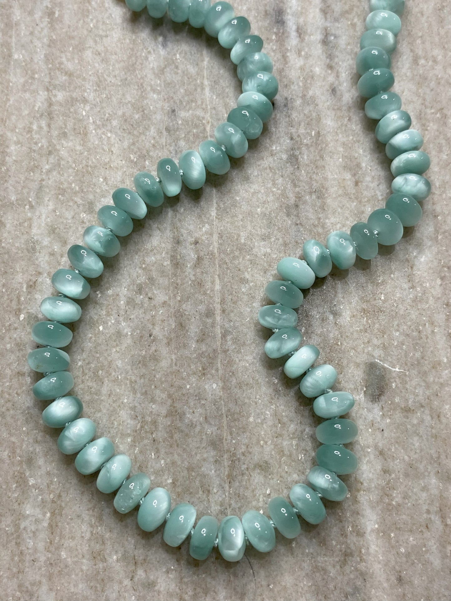 8mm Green Moonstone Rondelle Necklace