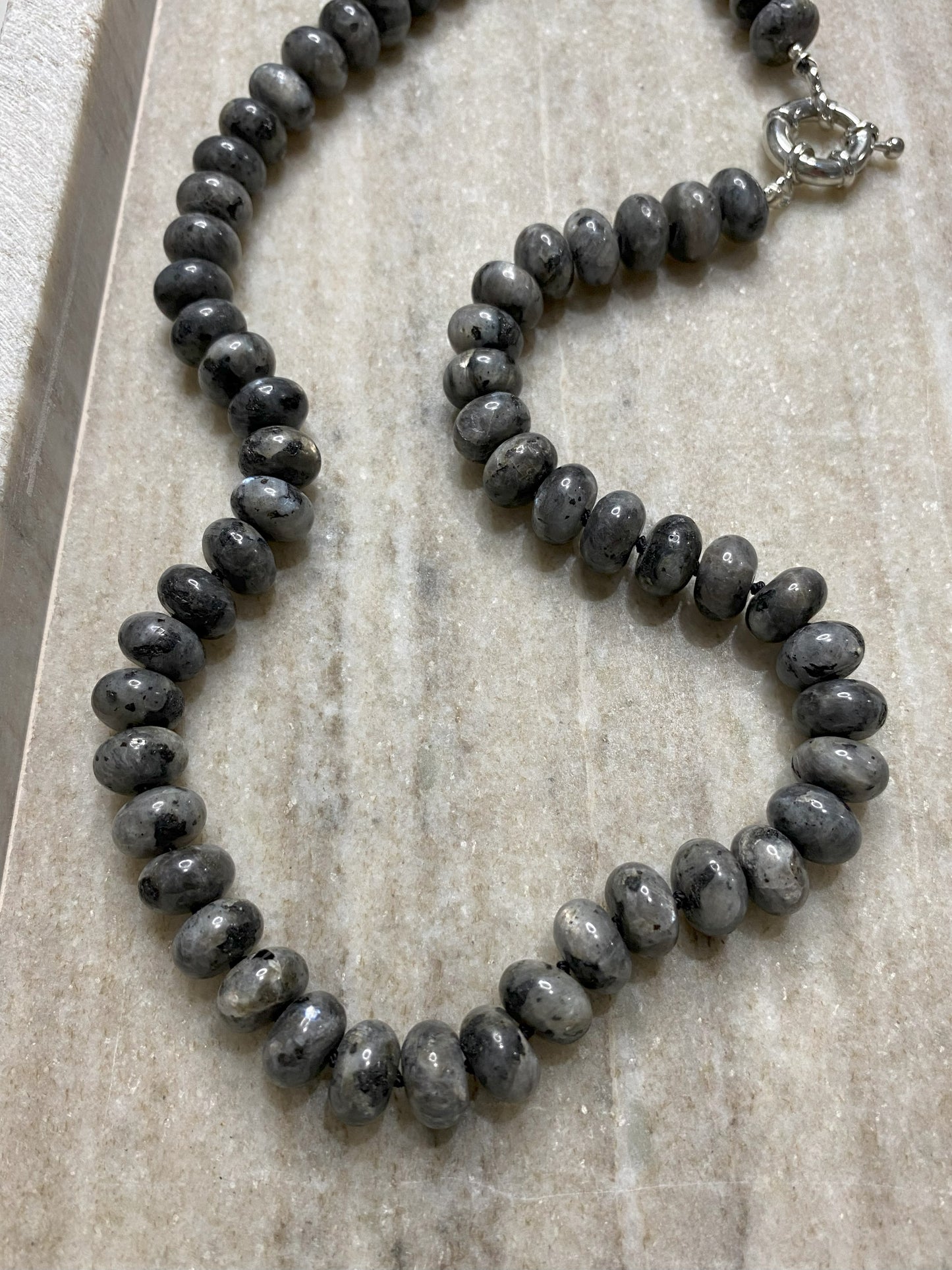 10mm Larvikite Rondelle Necklace
