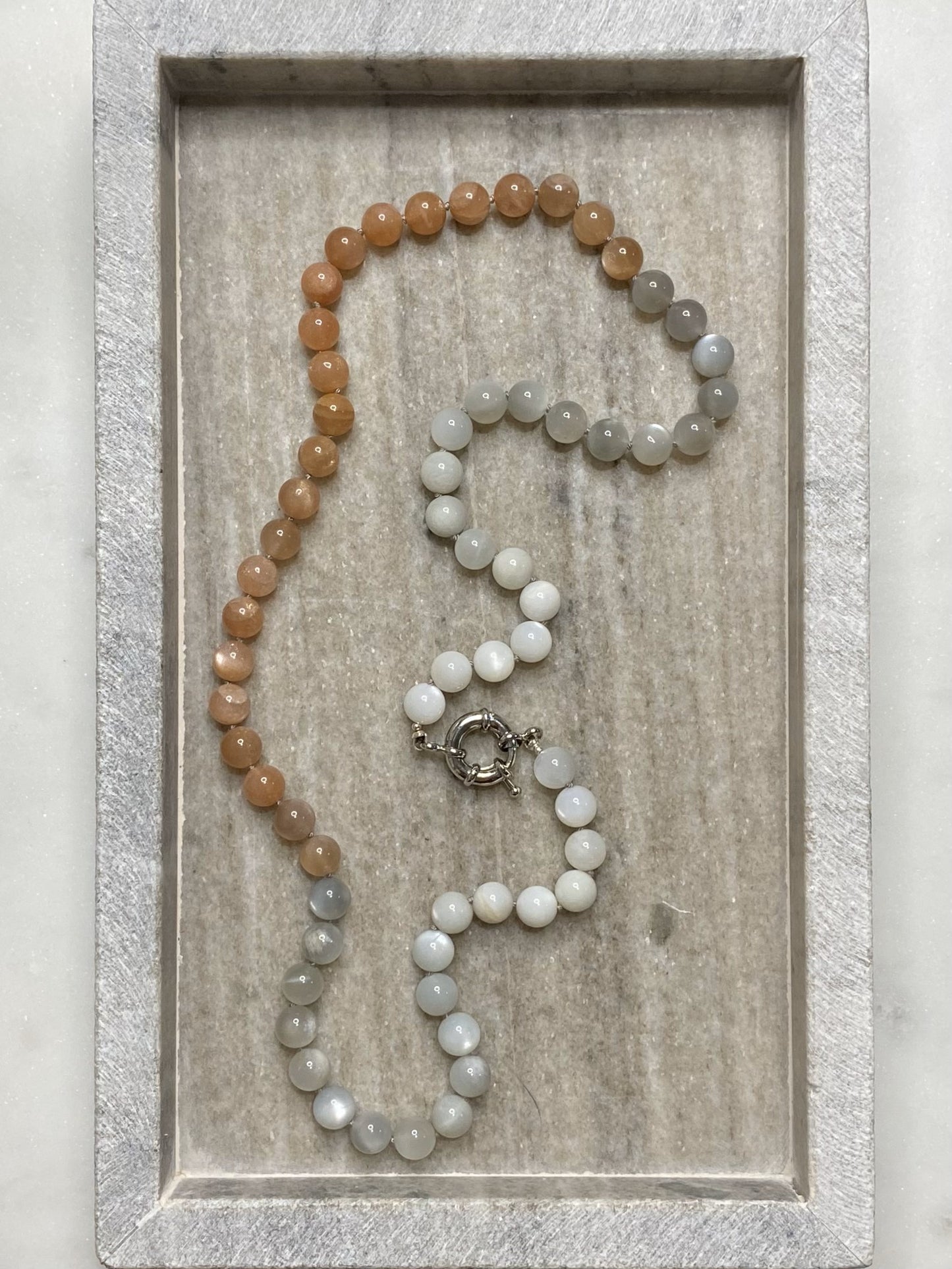 8mm Multi-Color Moonstone Necklace