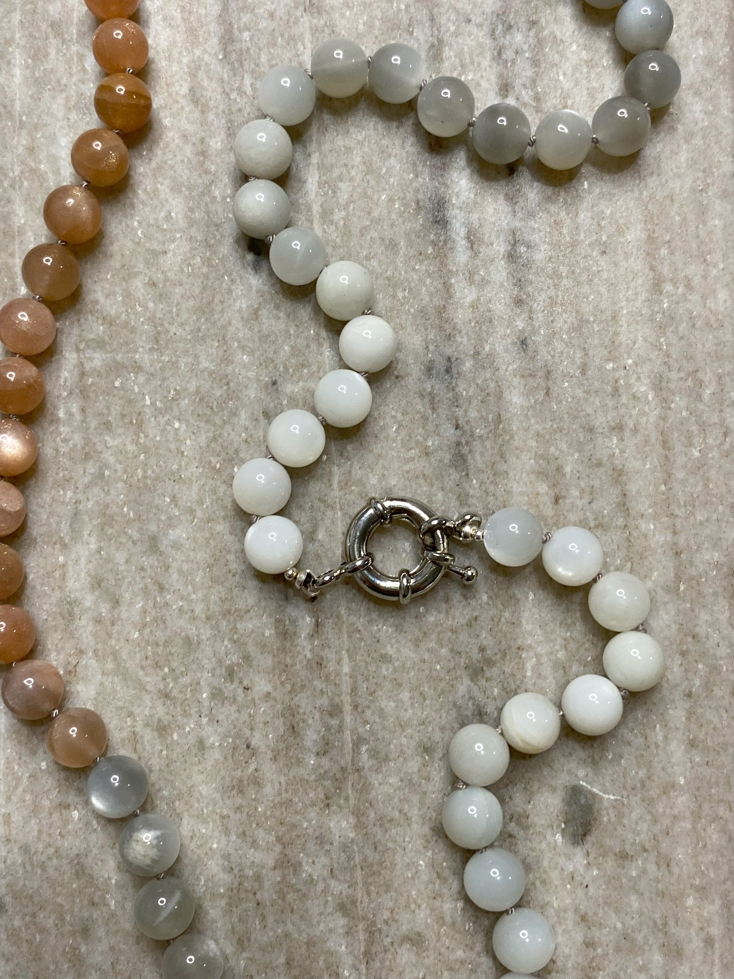 8mm Multi-Color Moonstone Necklace