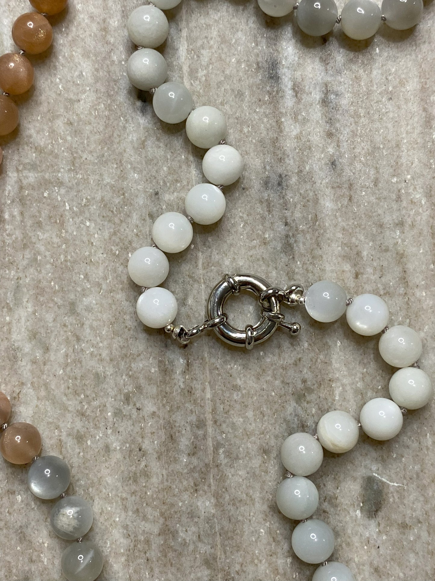 8mm Multi-Color Moonstone Necklace