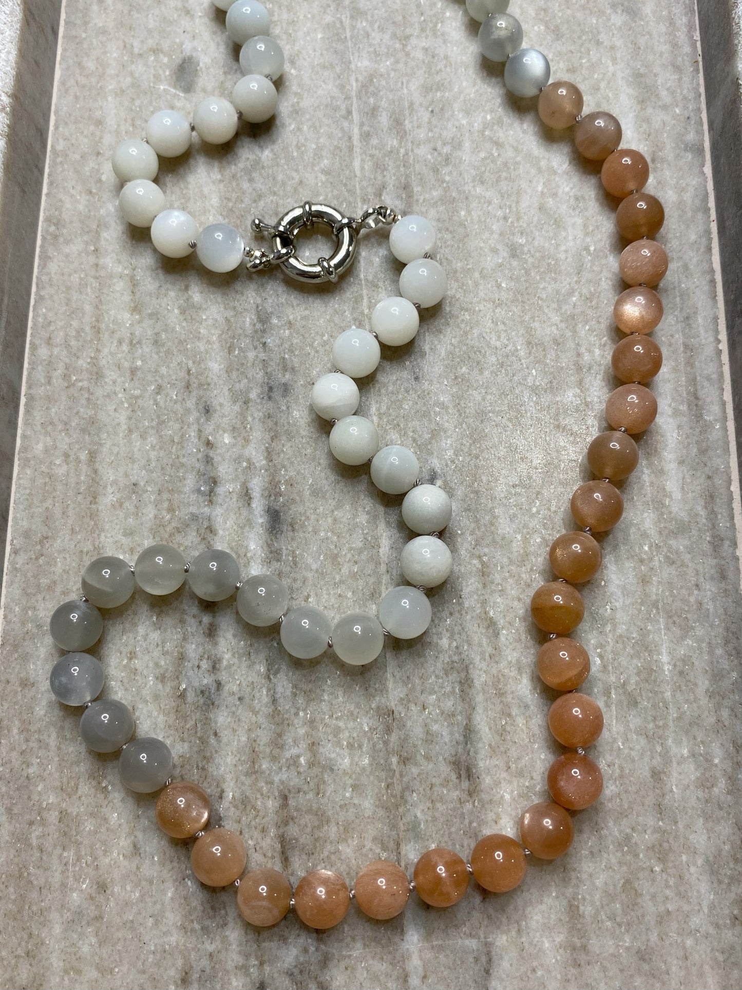 8mm Multi-Color Moonstone Necklace