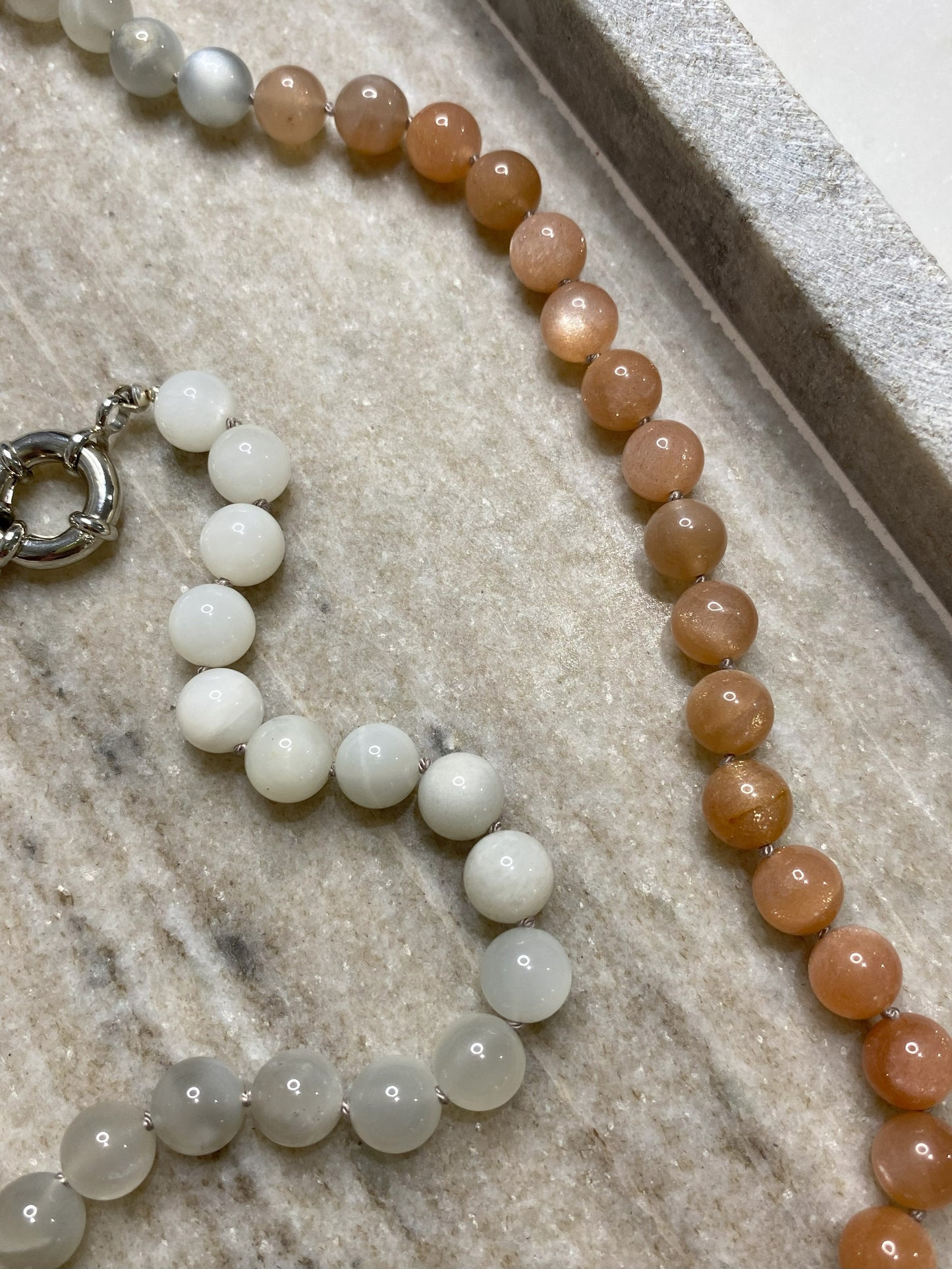 8mm Multi-Color Moonstone Necklace