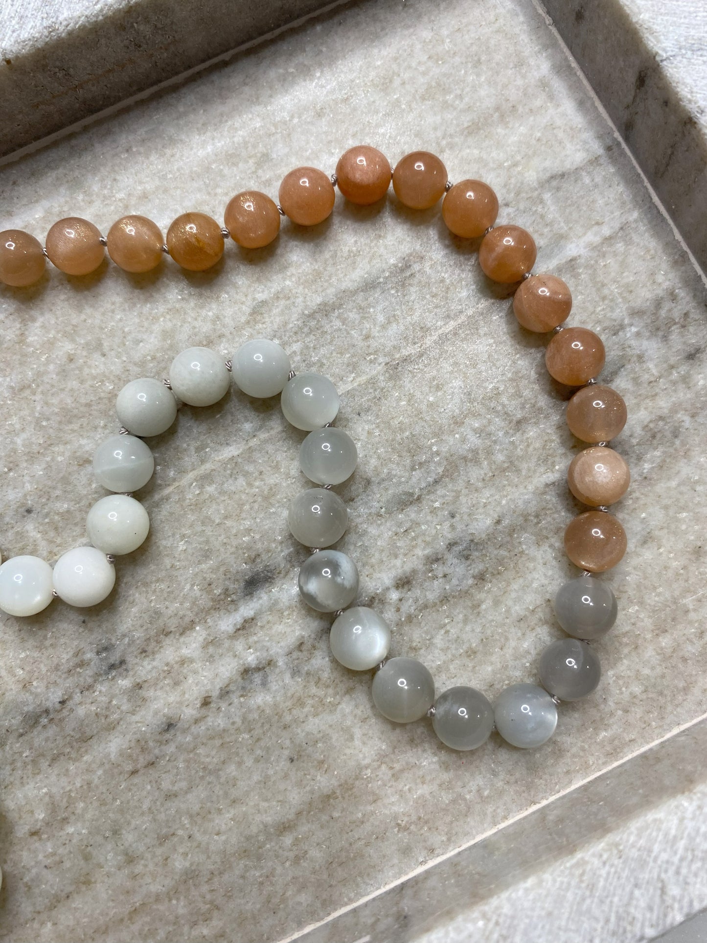 8mm Multi-Color Moonstone Necklace