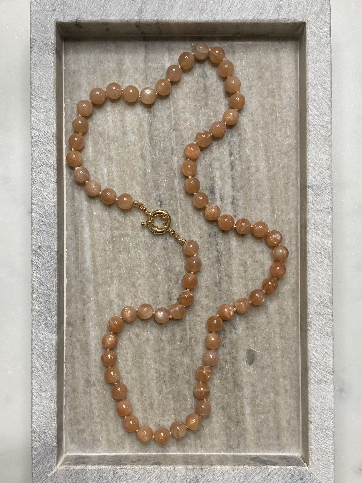 8mm AAA Grade Orange Sunstone Necklace