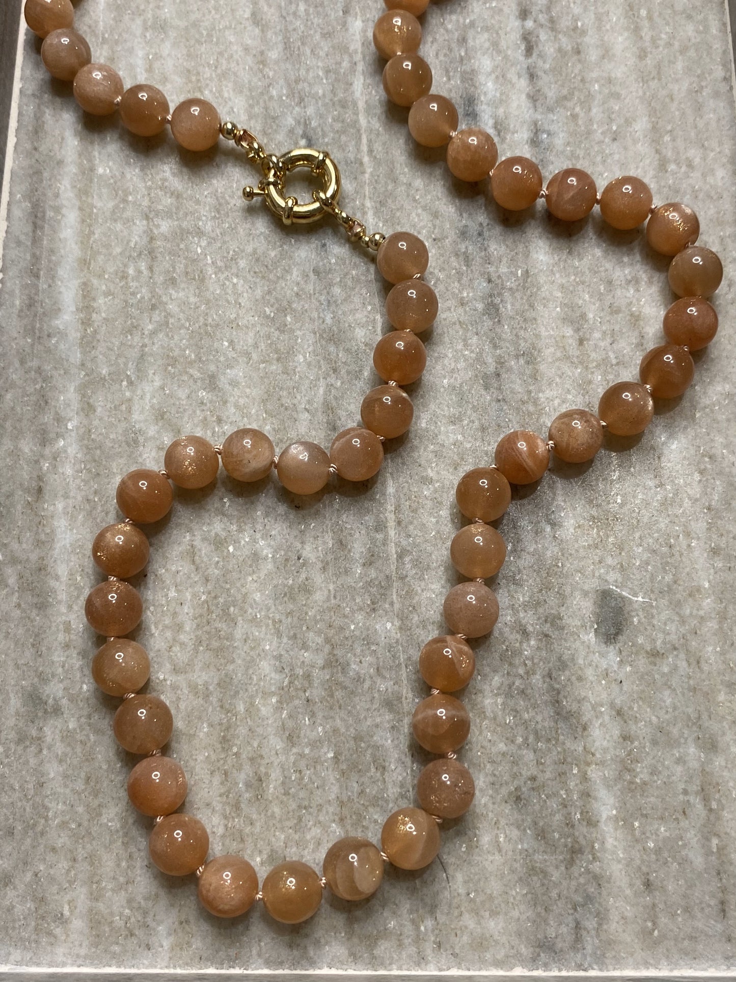 8mm AAA Grade Orange Sunstone Necklace