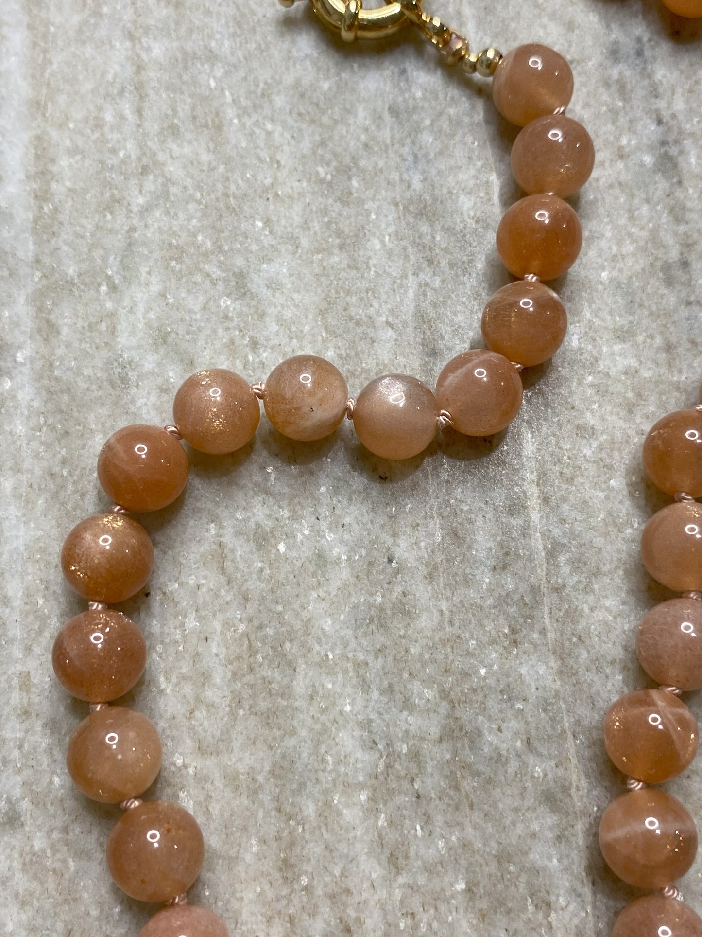 8mm AAA Grade Orange Sunstone Necklace