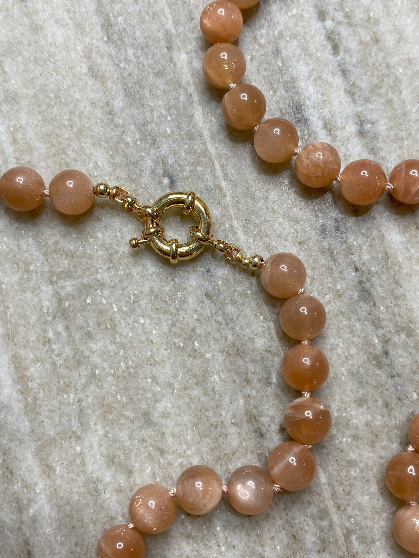 8mm AAA Grade Orange Sunstone Necklace