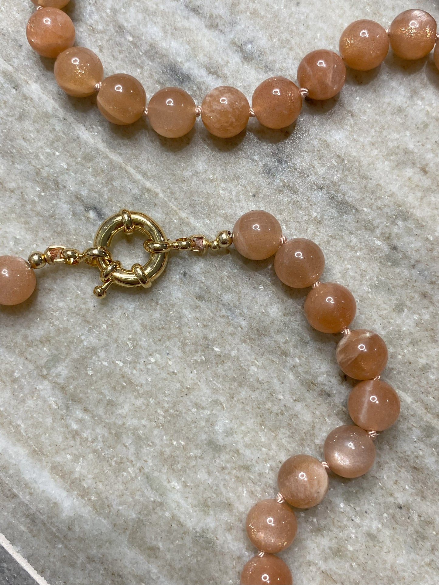 8mm AAA Grade Orange Sunstone Necklace