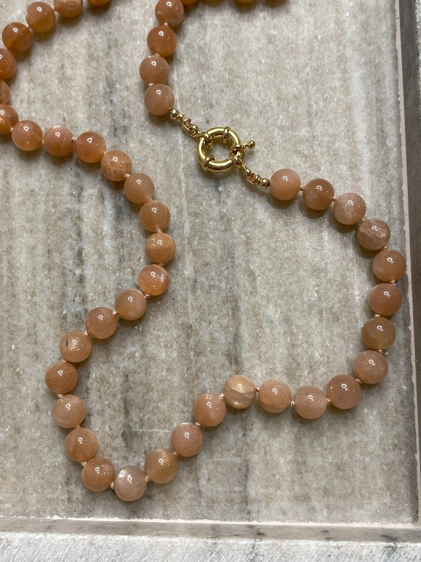 8mm AAA Grade Orange Sunstone Necklace