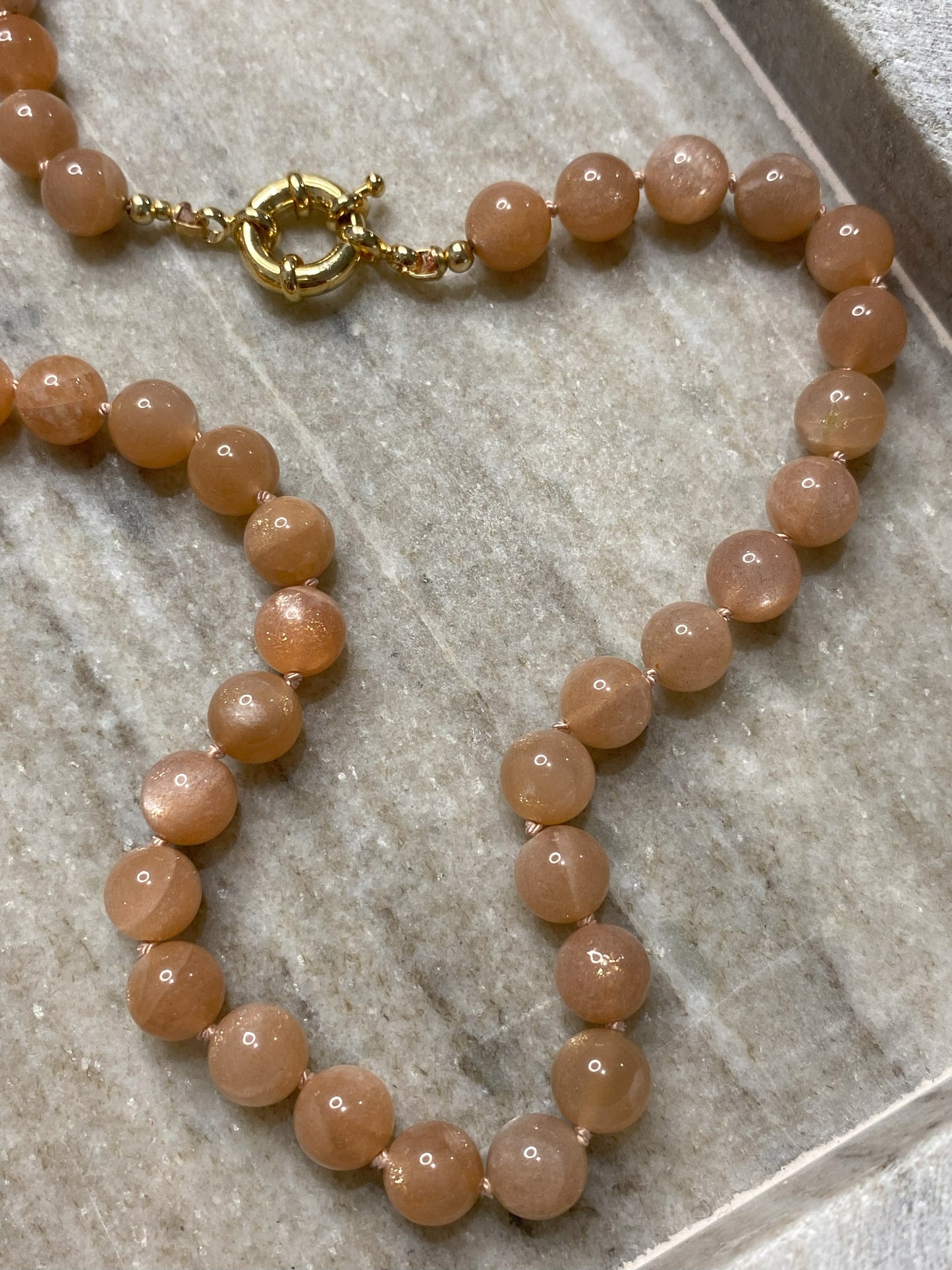 8mm AAA Grade Orange Sunstone Necklace