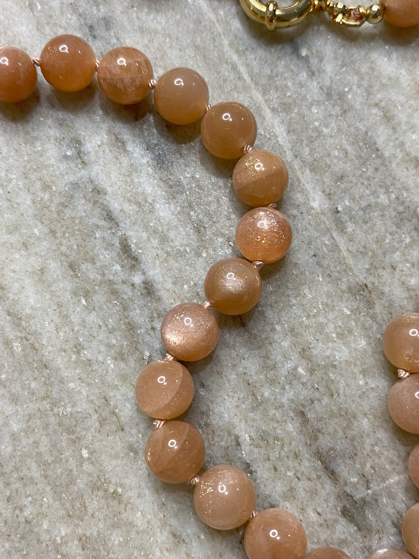8mm AAA Grade Orange Sunstone Necklace