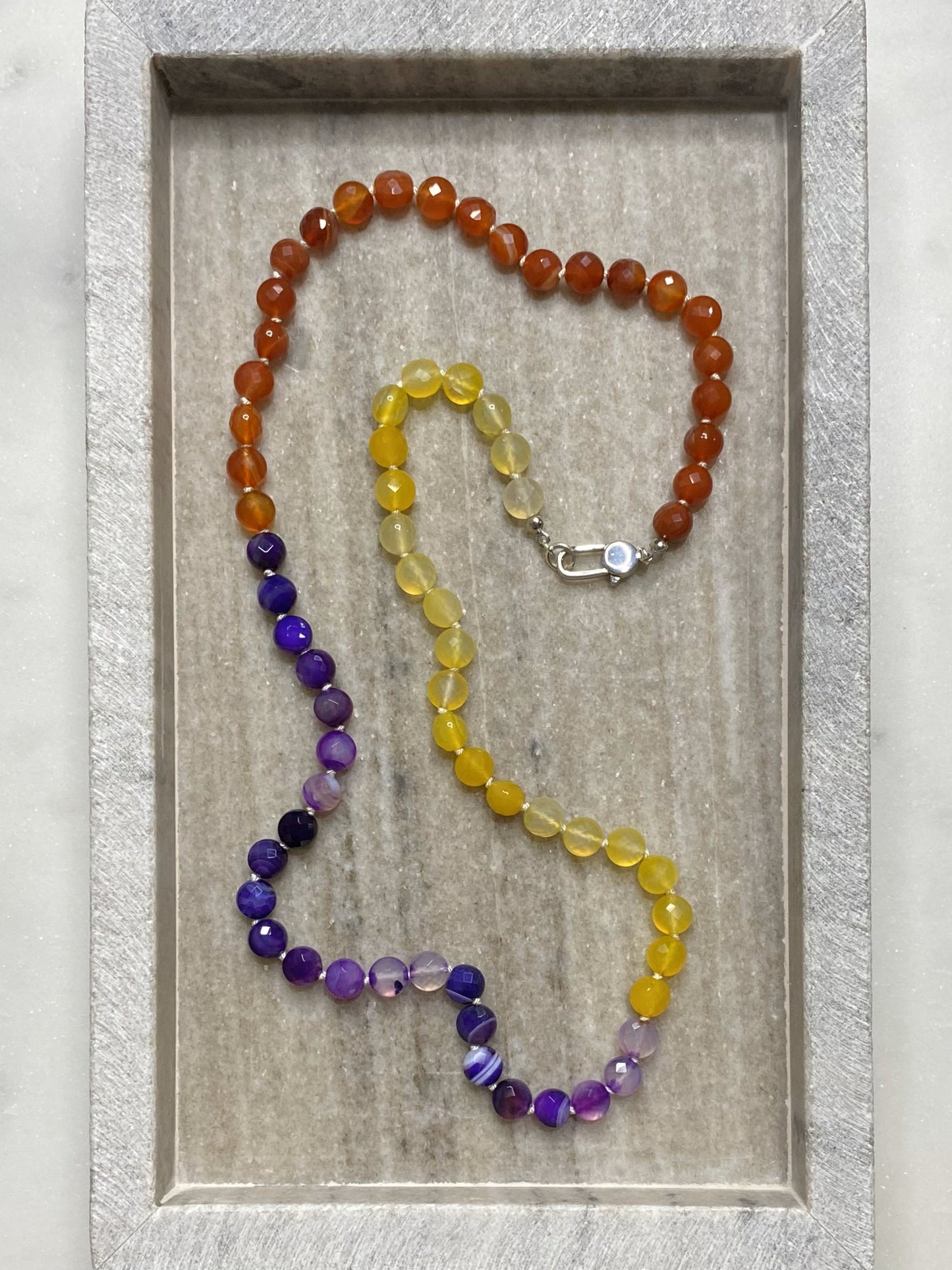 8mm Multicolored Faceted Agate Necklace