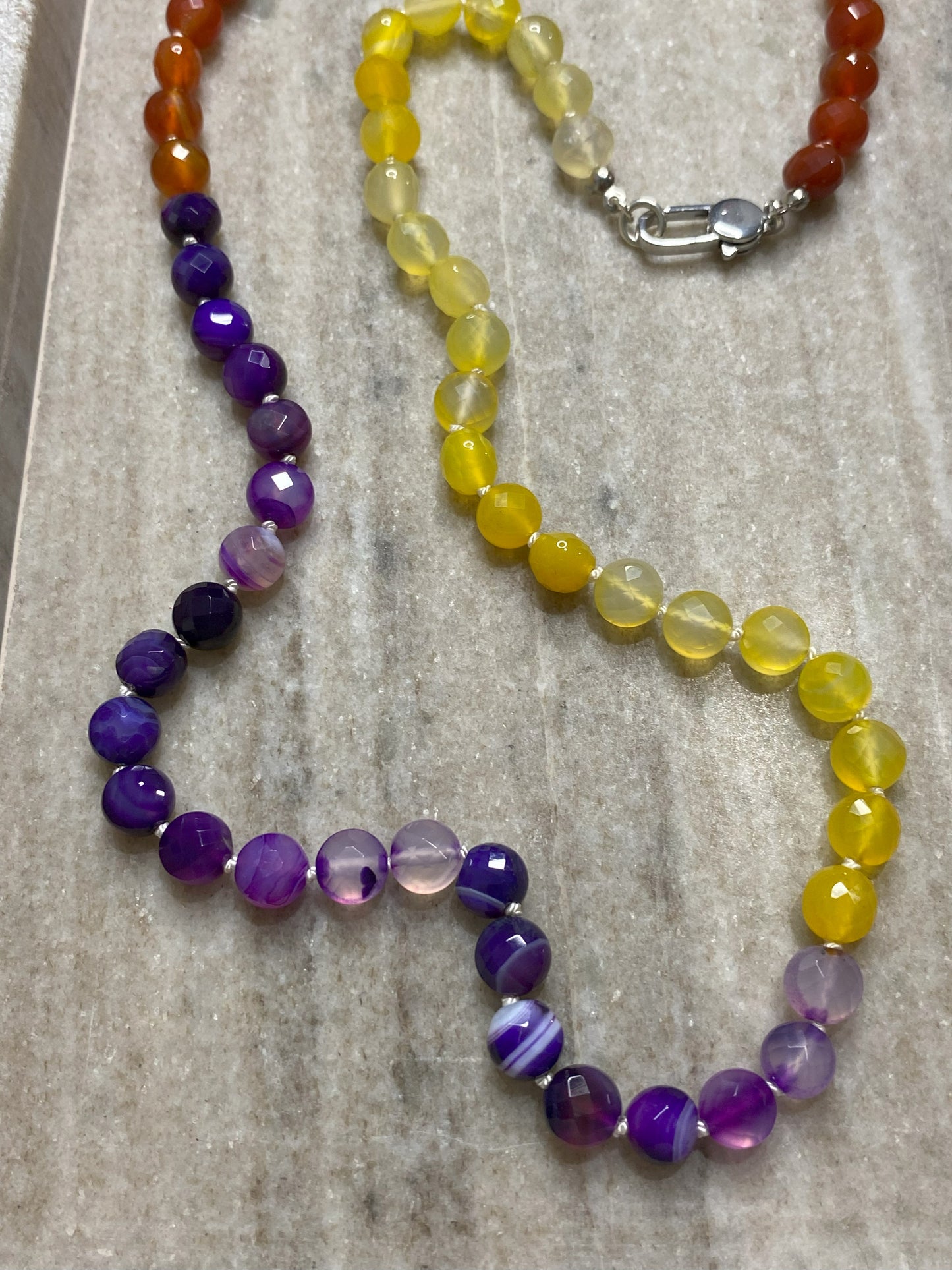 8mm Multicolored Faceted Agate Necklace