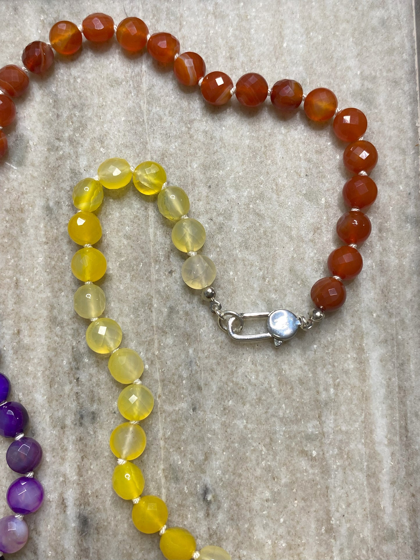 8mm Multicolored Faceted Agate Necklace