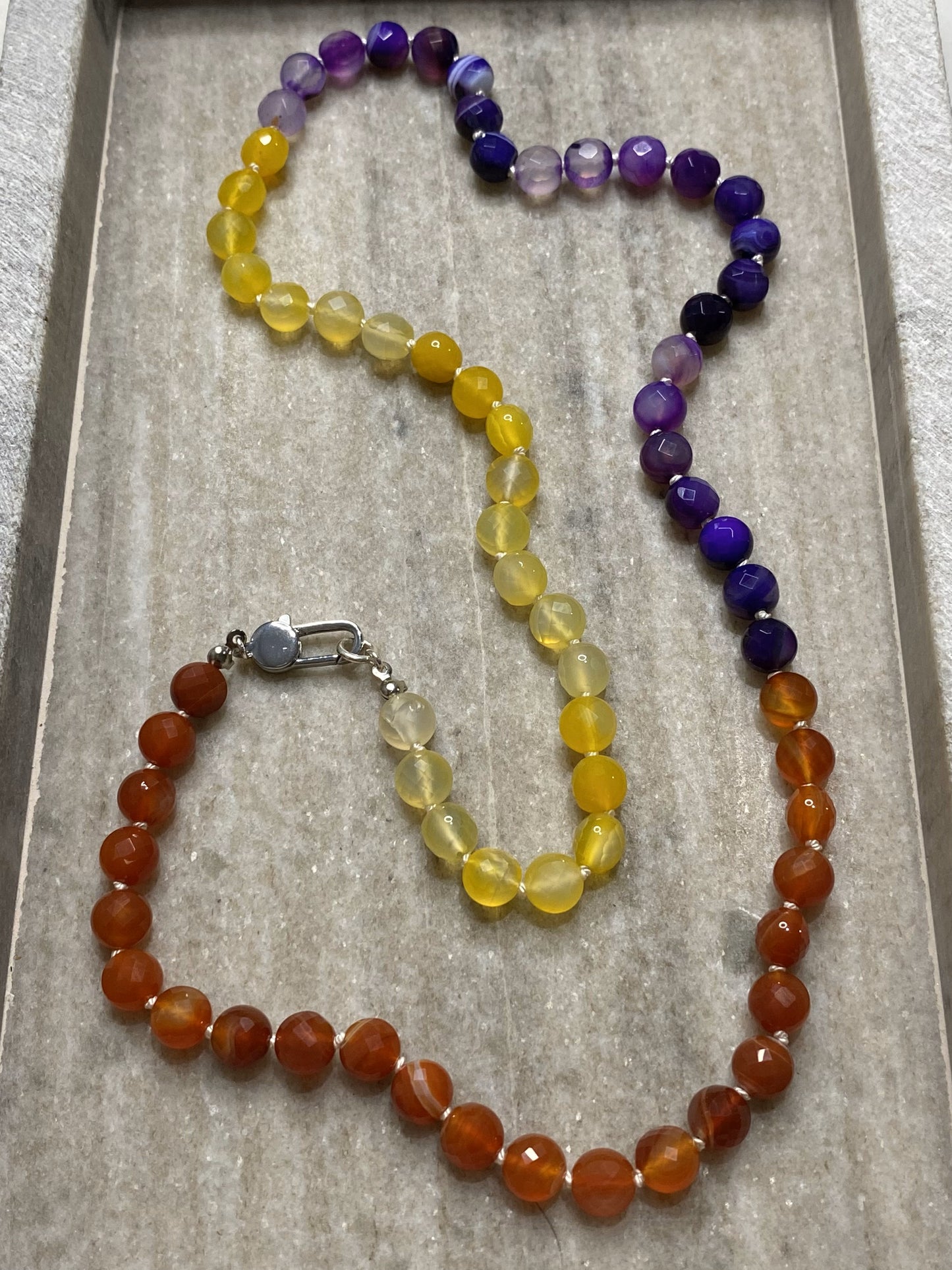 8mm Multicolored Faceted Agate Necklace