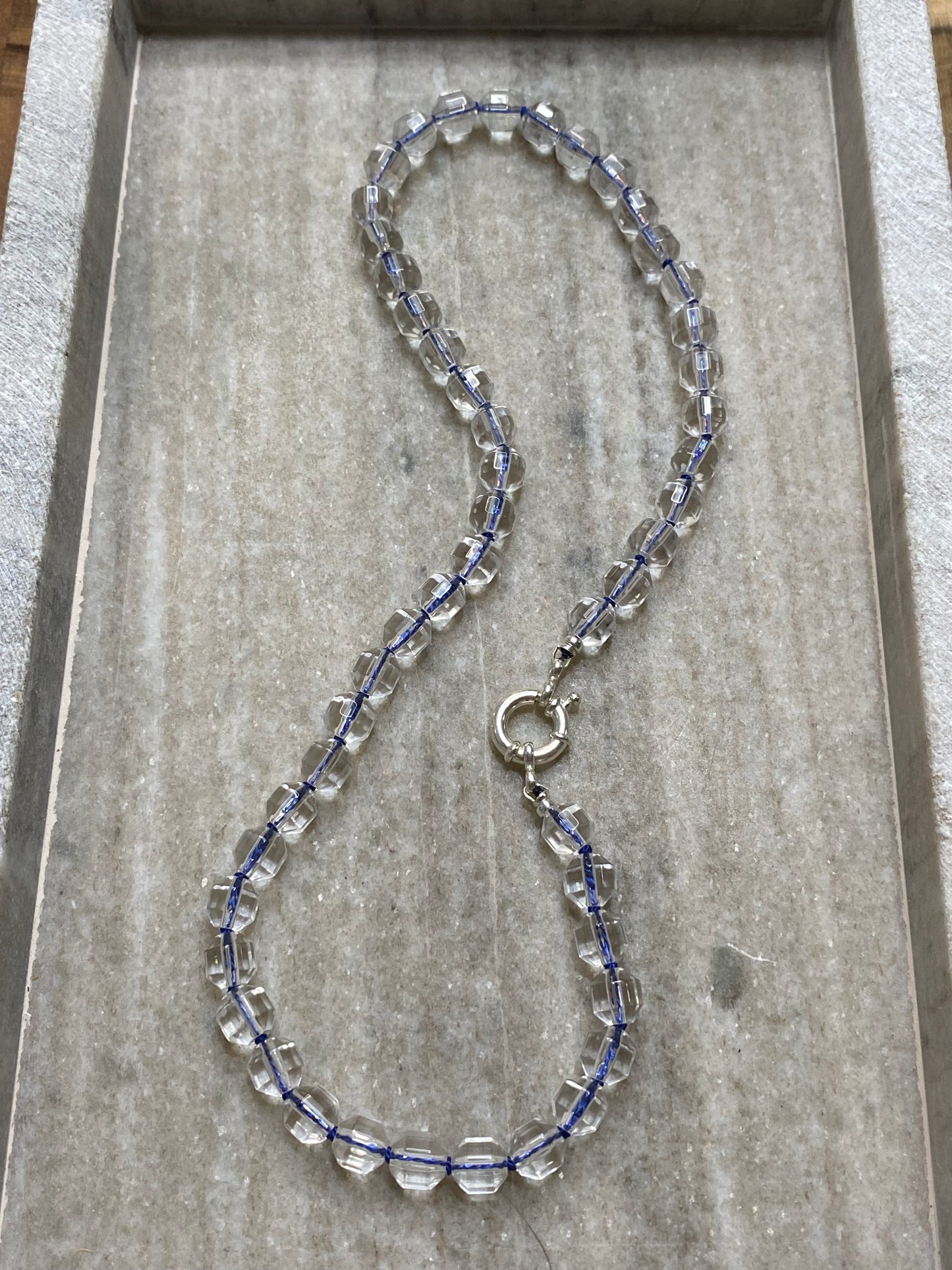 8mm Prism Cut Faceted Double Point Quartz Necklace 2.0