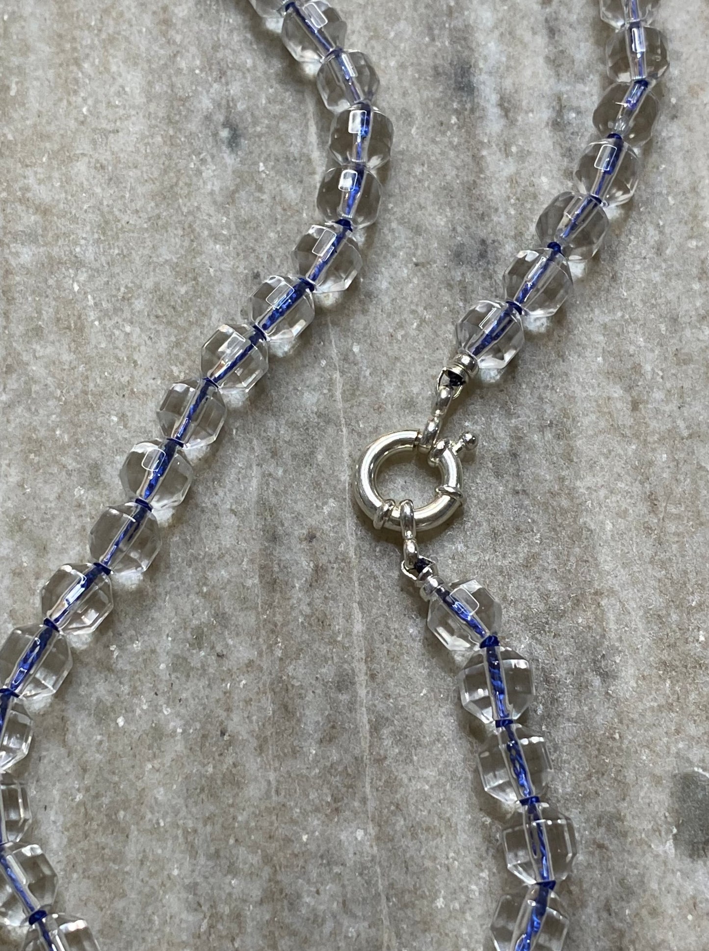 8mm Prism Cut Faceted Double Point Quartz Necklace 2.0