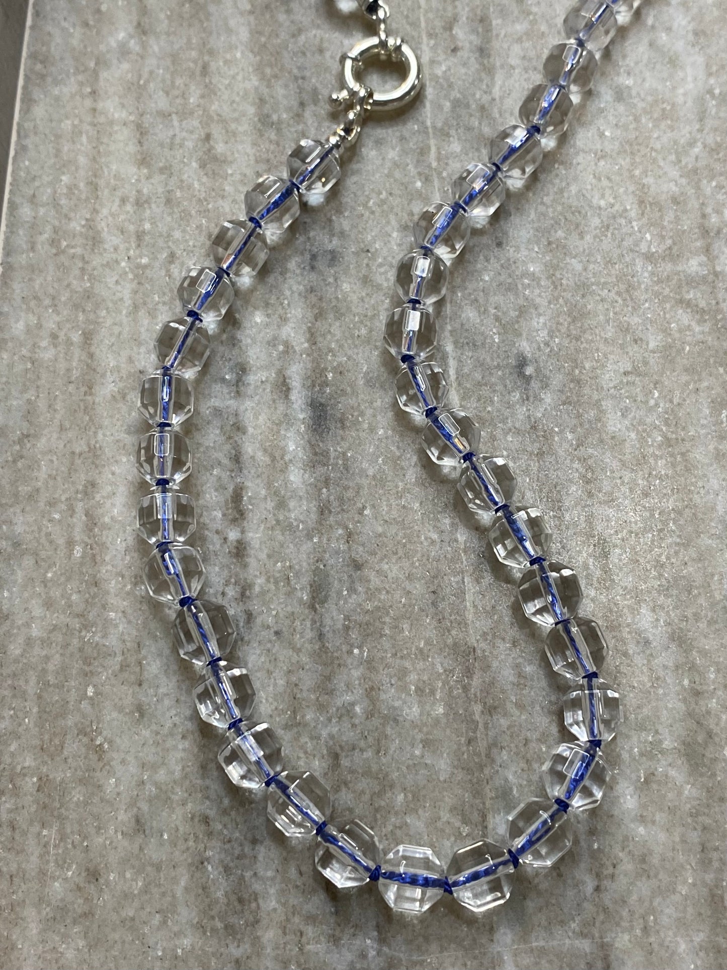 8mm Prism Cut Faceted Double Point Quartz Necklace 2.0
