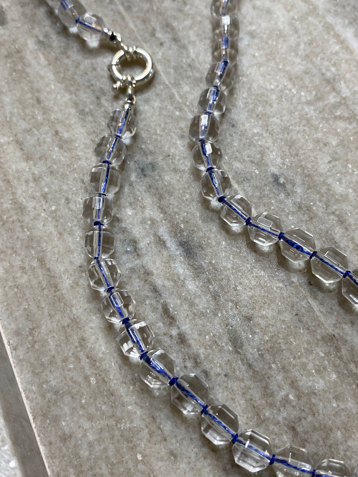 8mm Prism Cut Faceted Double Point Quartz Necklace 2.0