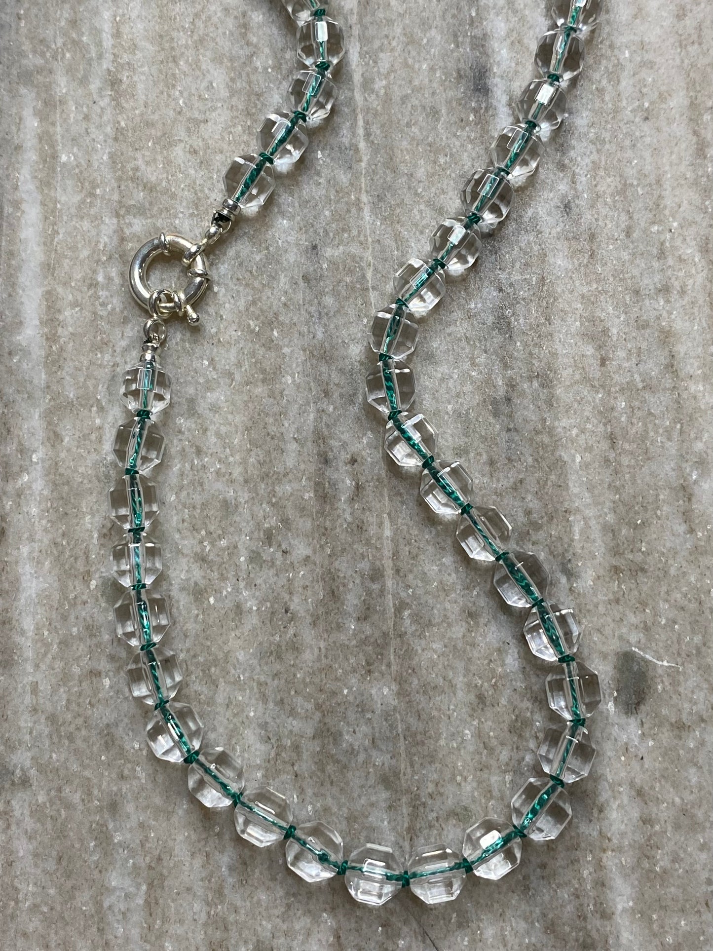 8mm Prism Cut Faceted Double Point Quartz Necklace