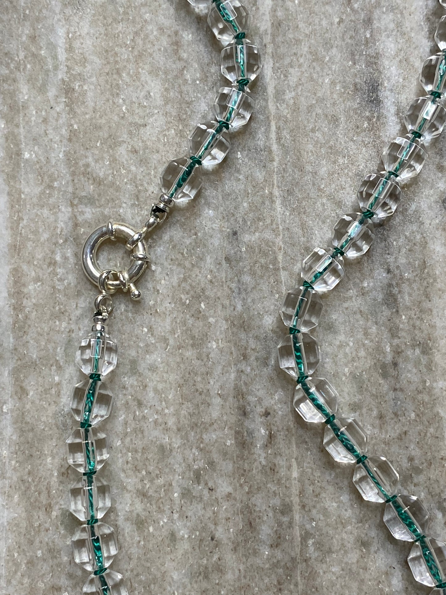 8mm Prism Cut Faceted Double Point Quartz Necklace