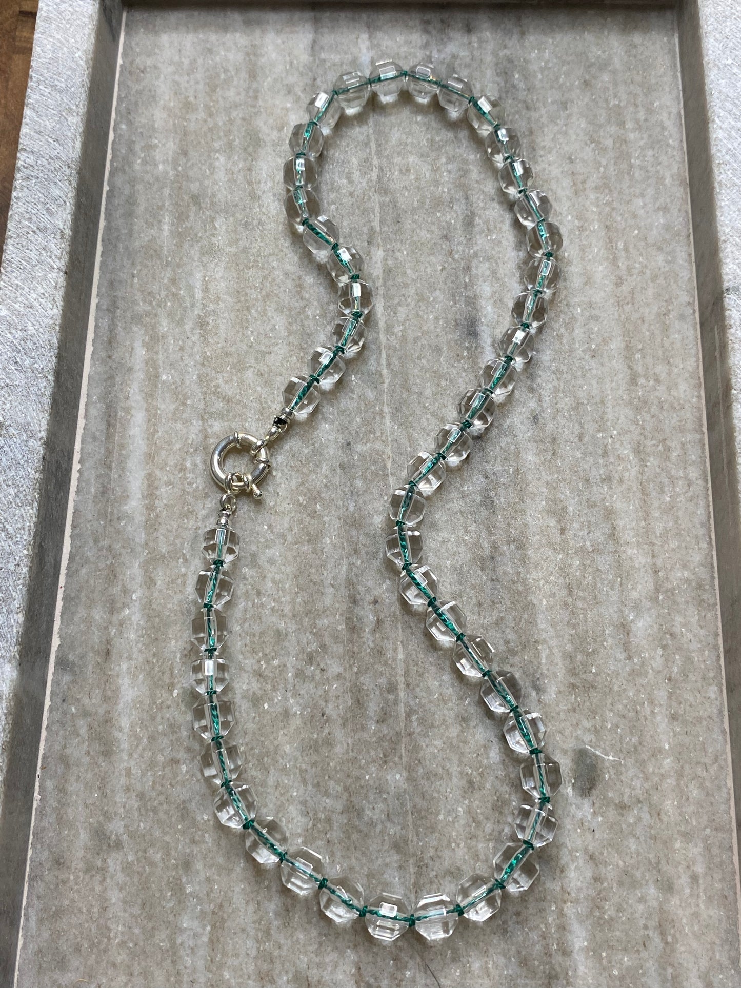 8mm Prism Cut Faceted Double Point Quartz Necklace
