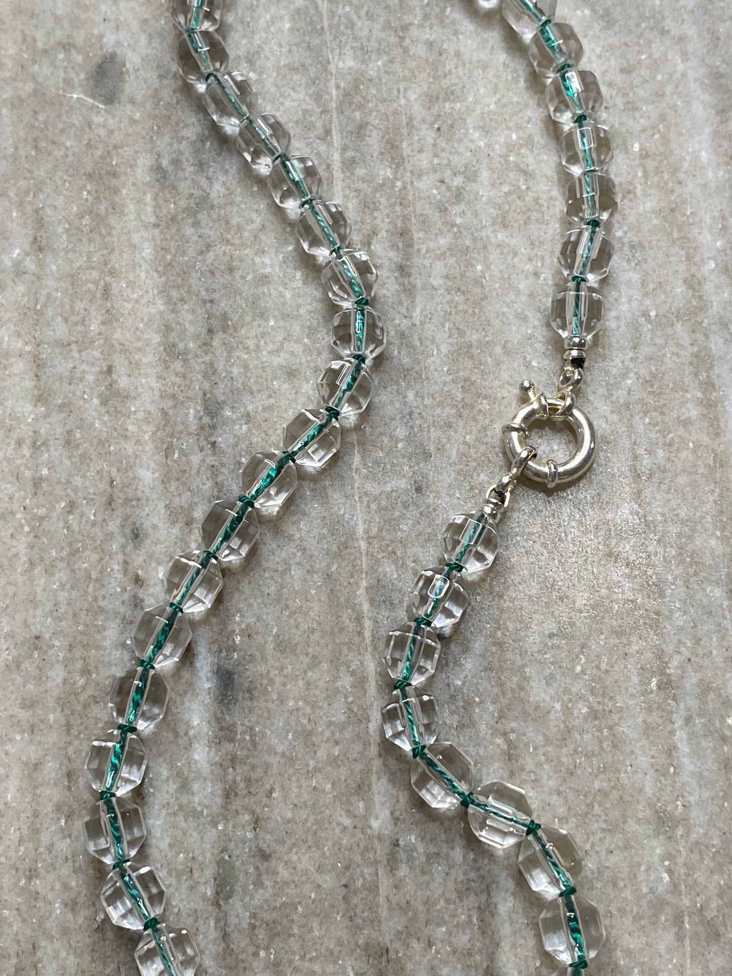 8mm Prism Cut Faceted Double Point Quartz Necklace