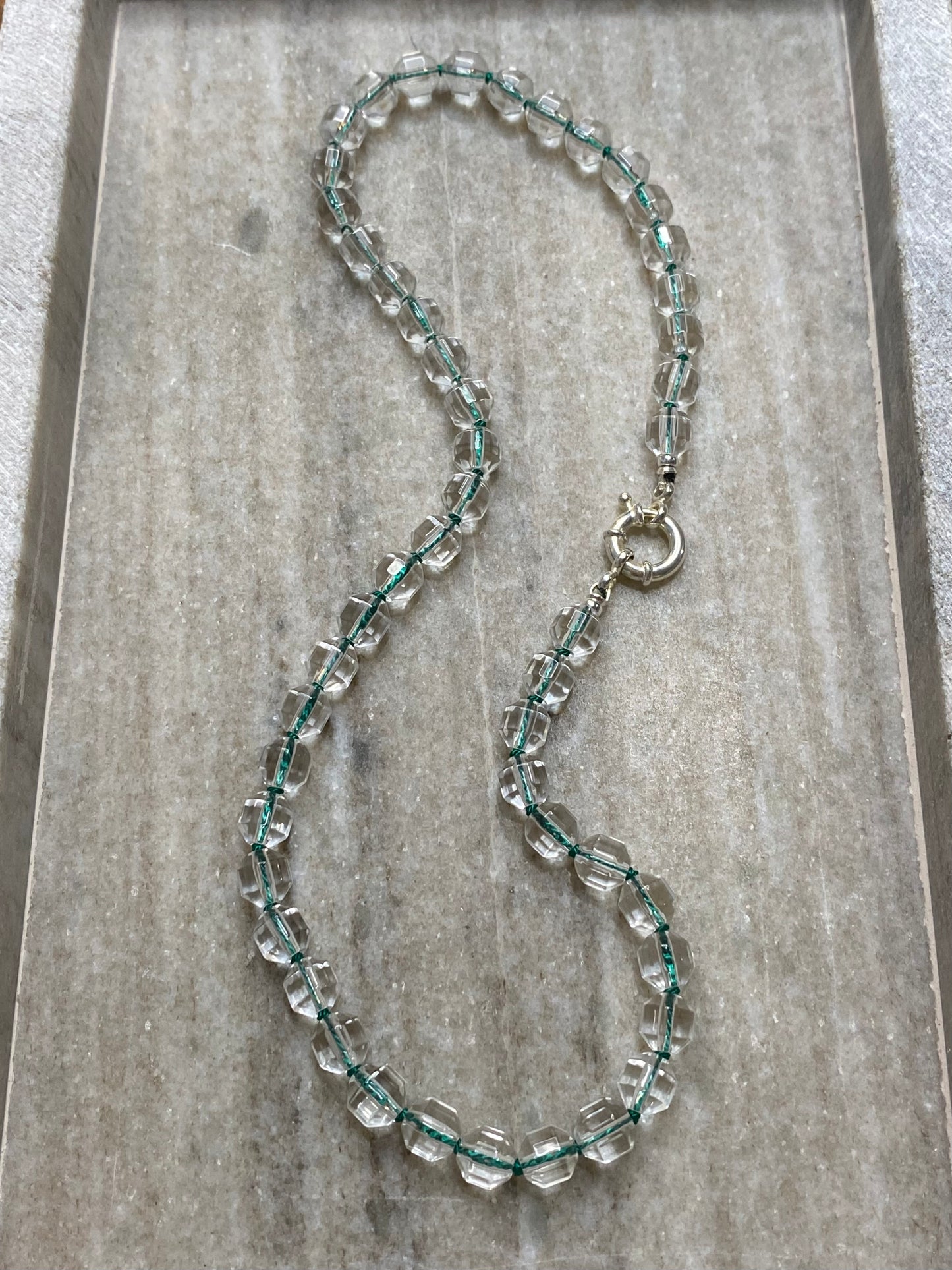 8mm Prism Cut Faceted Double Point Quartz Necklace