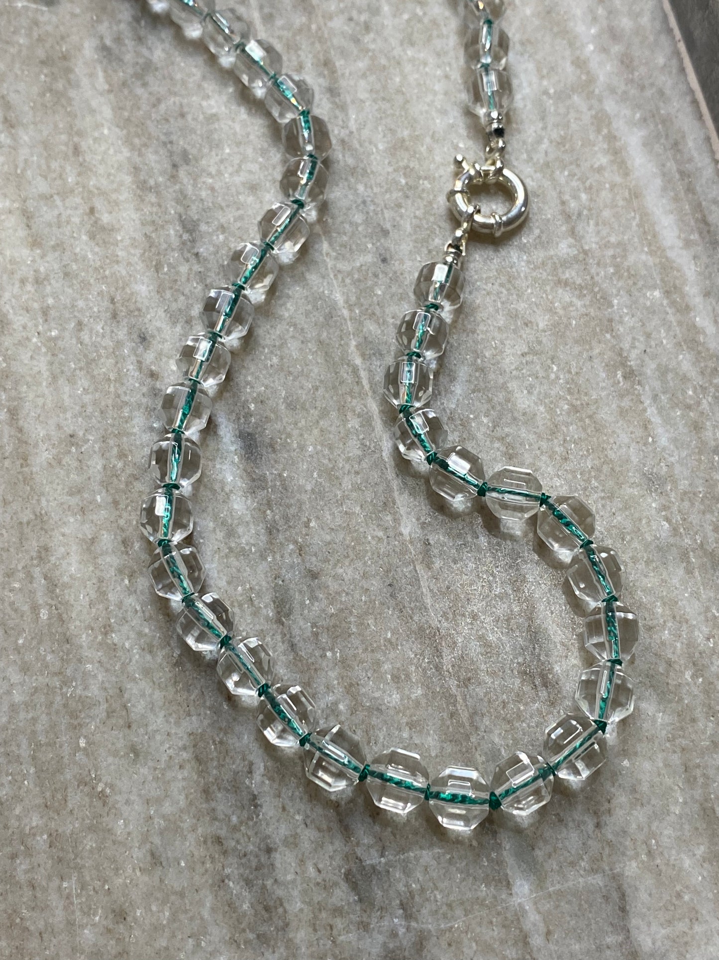 8mm Prism Cut Faceted Double Point Quartz Necklace