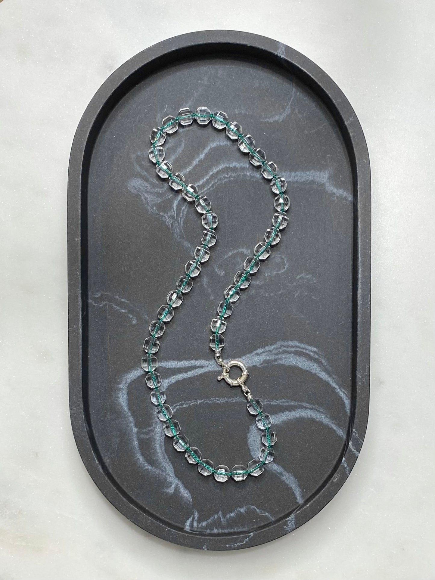 8mm Prism Cut Faceted Double Point Quartz Necklace