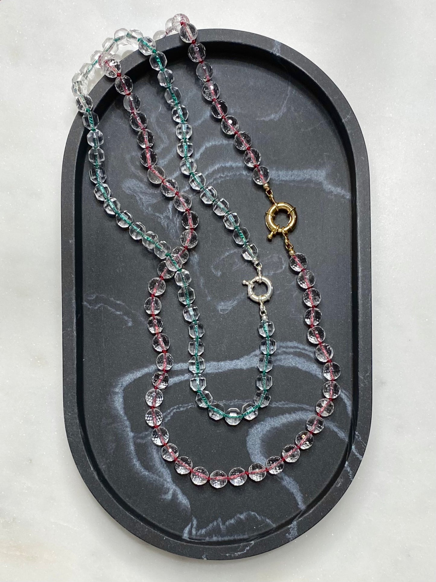 8mm Prism Cut Faceted Double Point Quartz Necklace