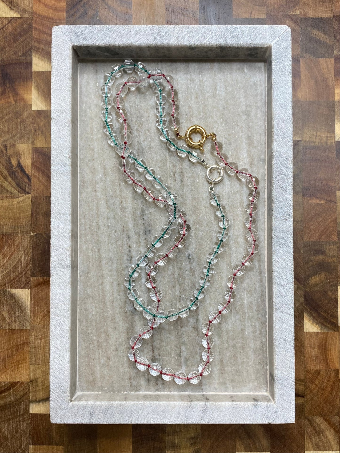 8mm Prism Cut Faceted Double Point Quartz Necklace