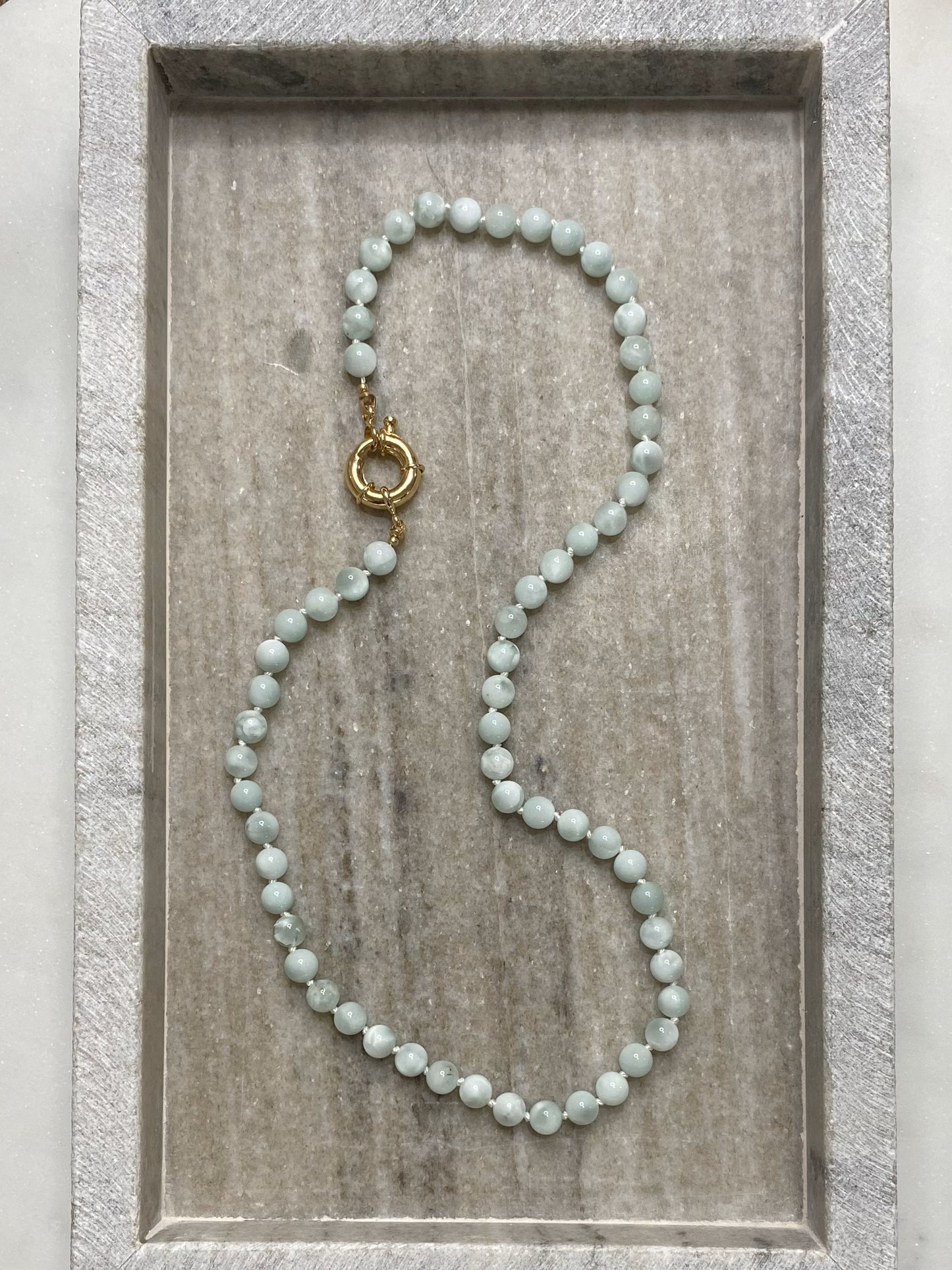 6mm Green Moonstone Necklace