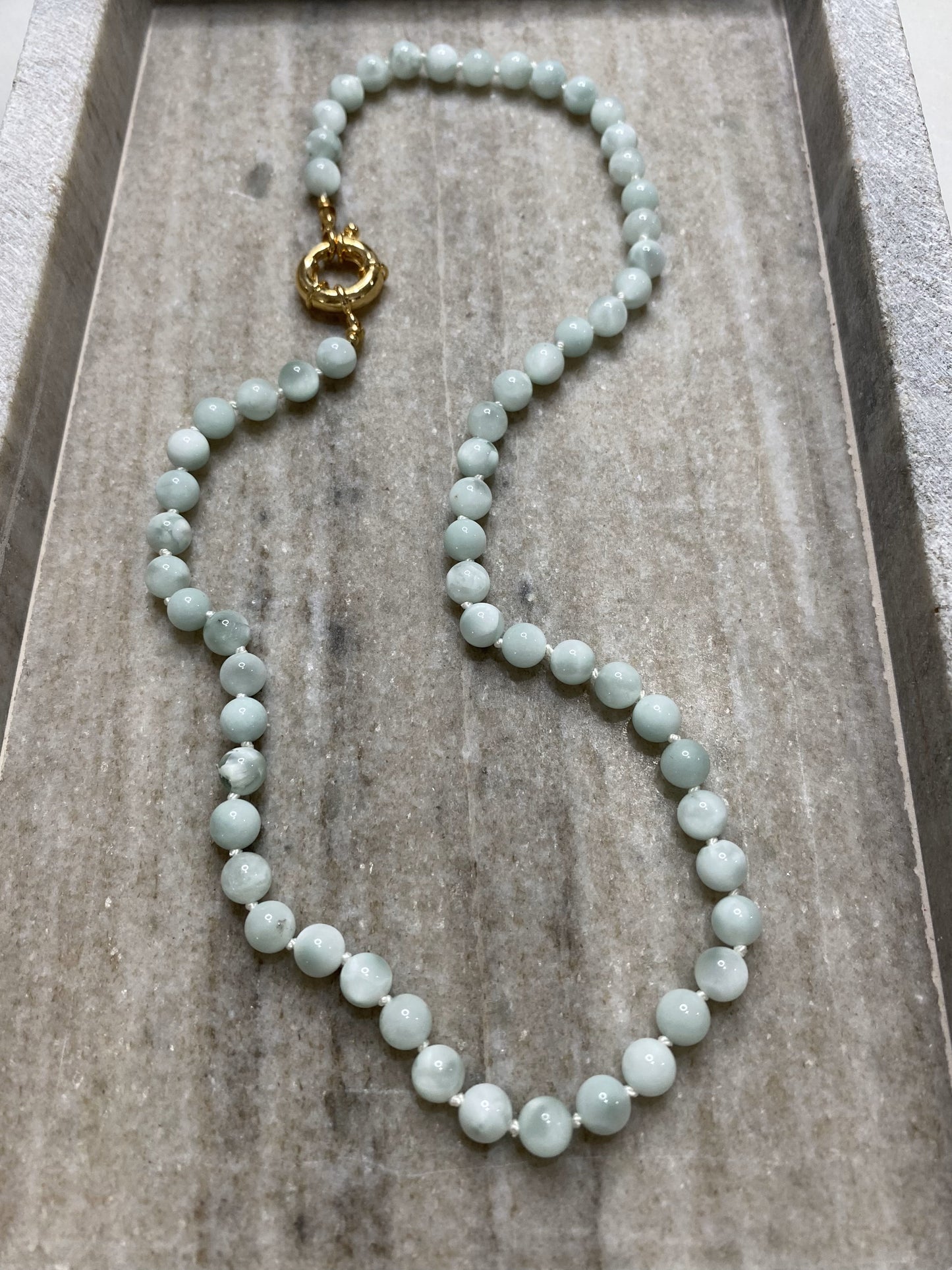 6mm Green Moonstone Necklace
