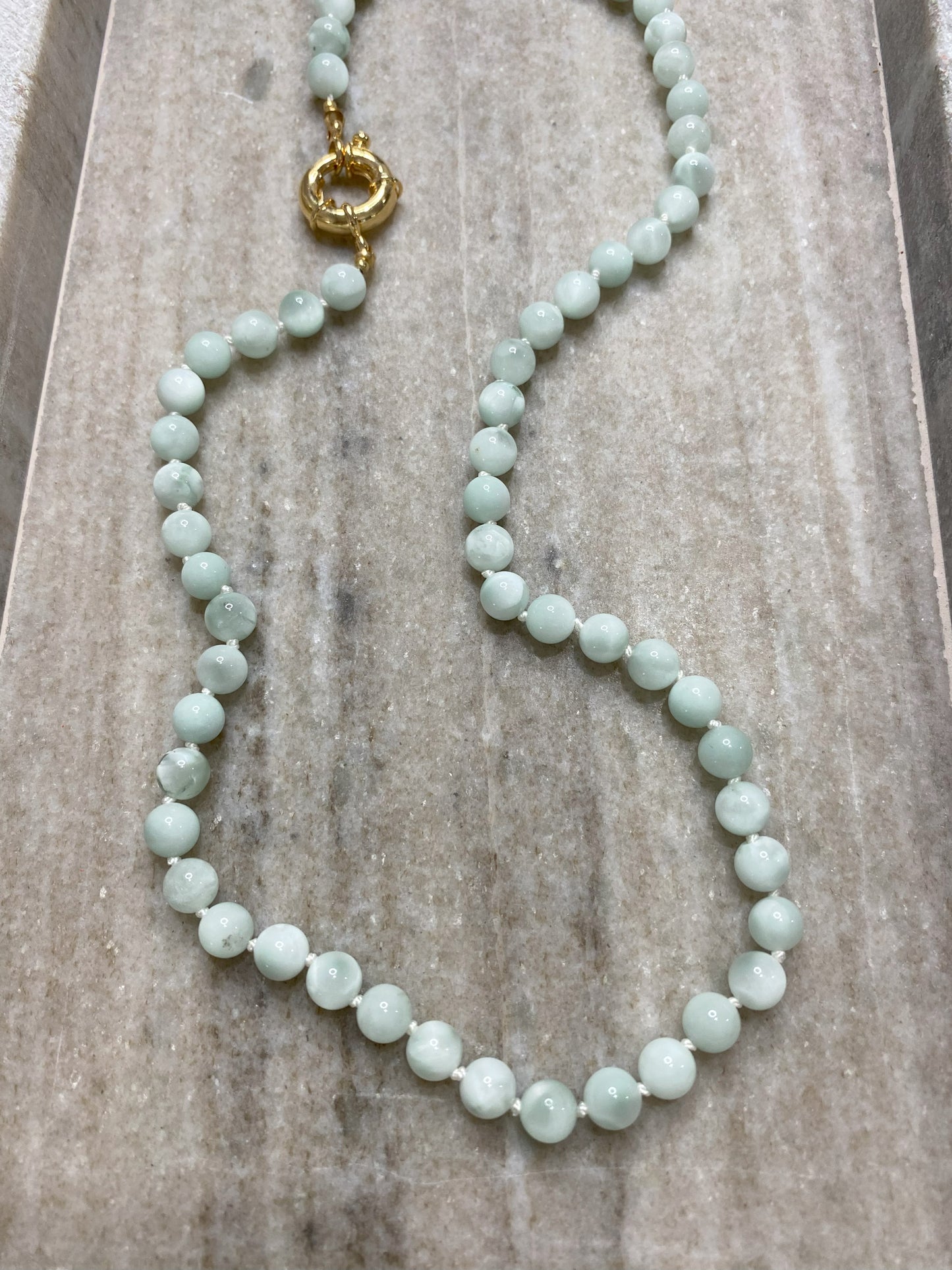 6mm Green Moonstone Necklace